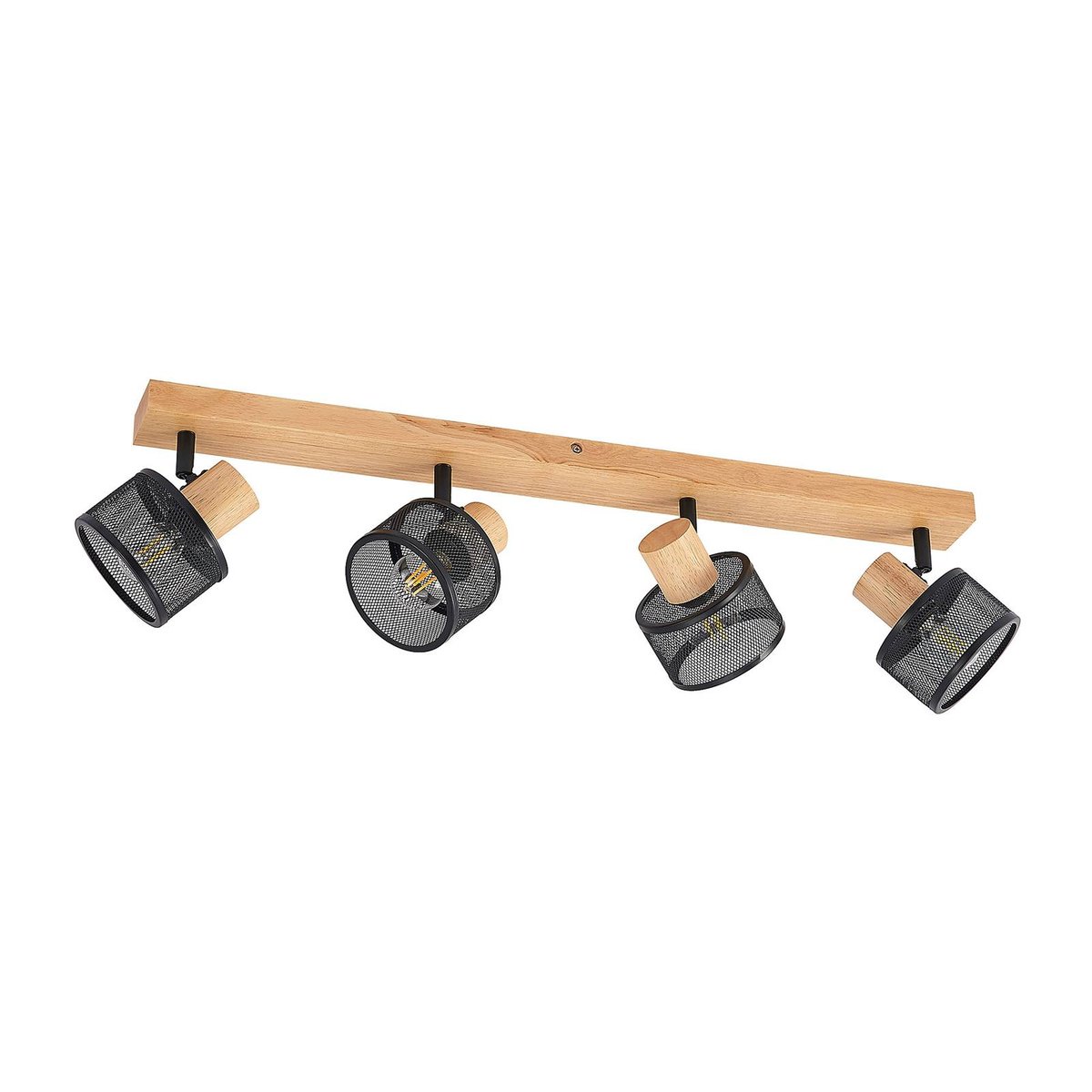 Spot en bois moderne, Evinora noir, bois clair, LINDBY