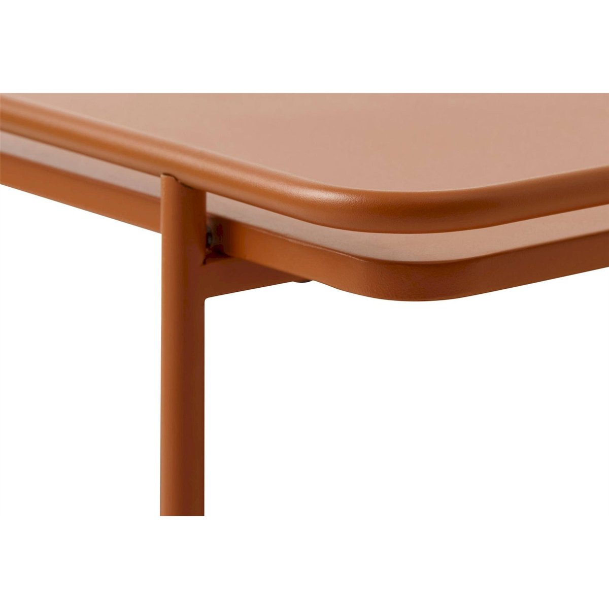 Table basse carrée en métal avec plateau bois foncé, RECOLLECTION