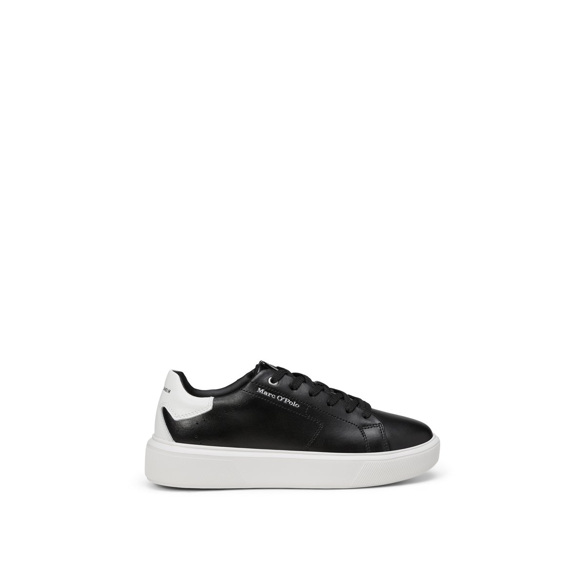 Baskets à semelles cuvette en cuir de vache noble noir, MARC O'POLO
