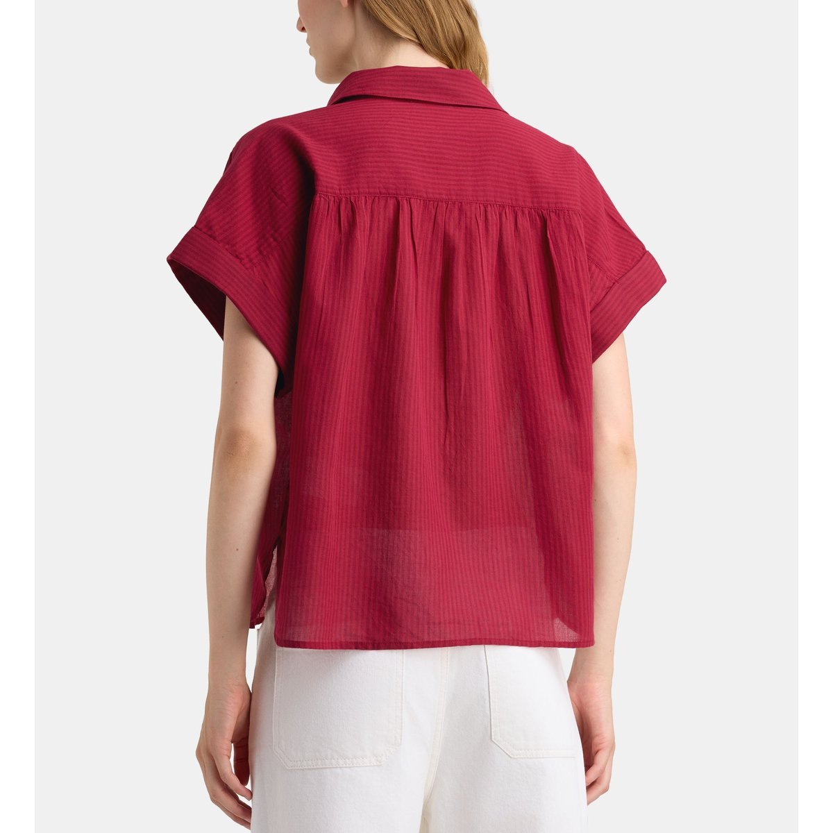 Top ample fadette dha rayures coton bio rouge grenade, GALERIES LAFAYETTE