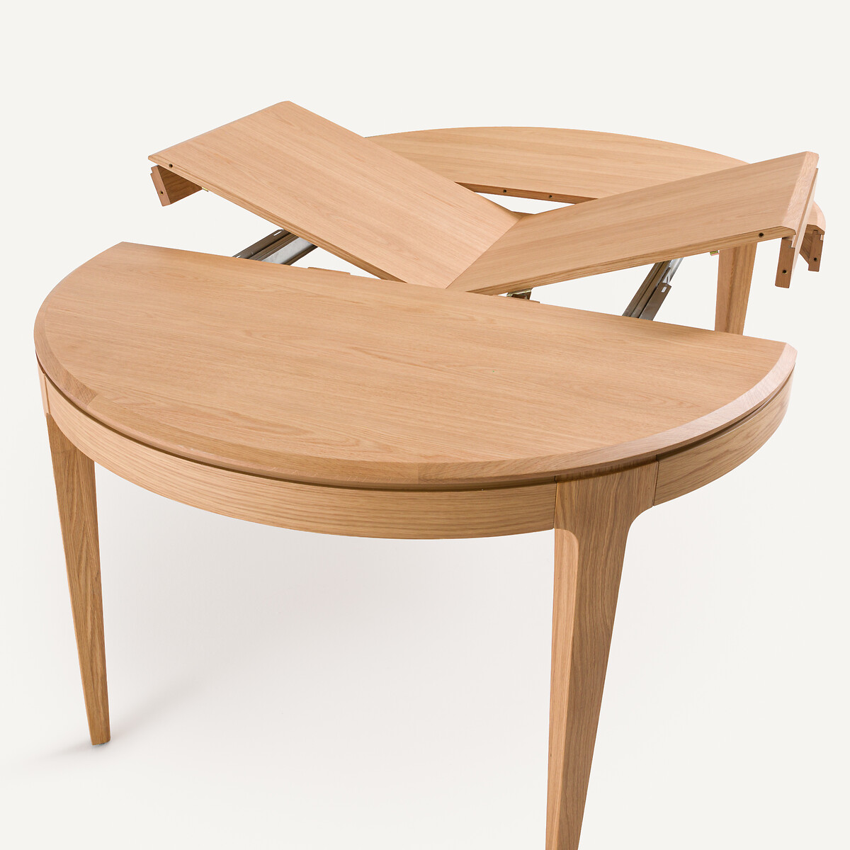 Mesa redonda extensible, en roble macizo y contrachapado, 4/8 cubiertos, SANARA roble natural, AM.PM