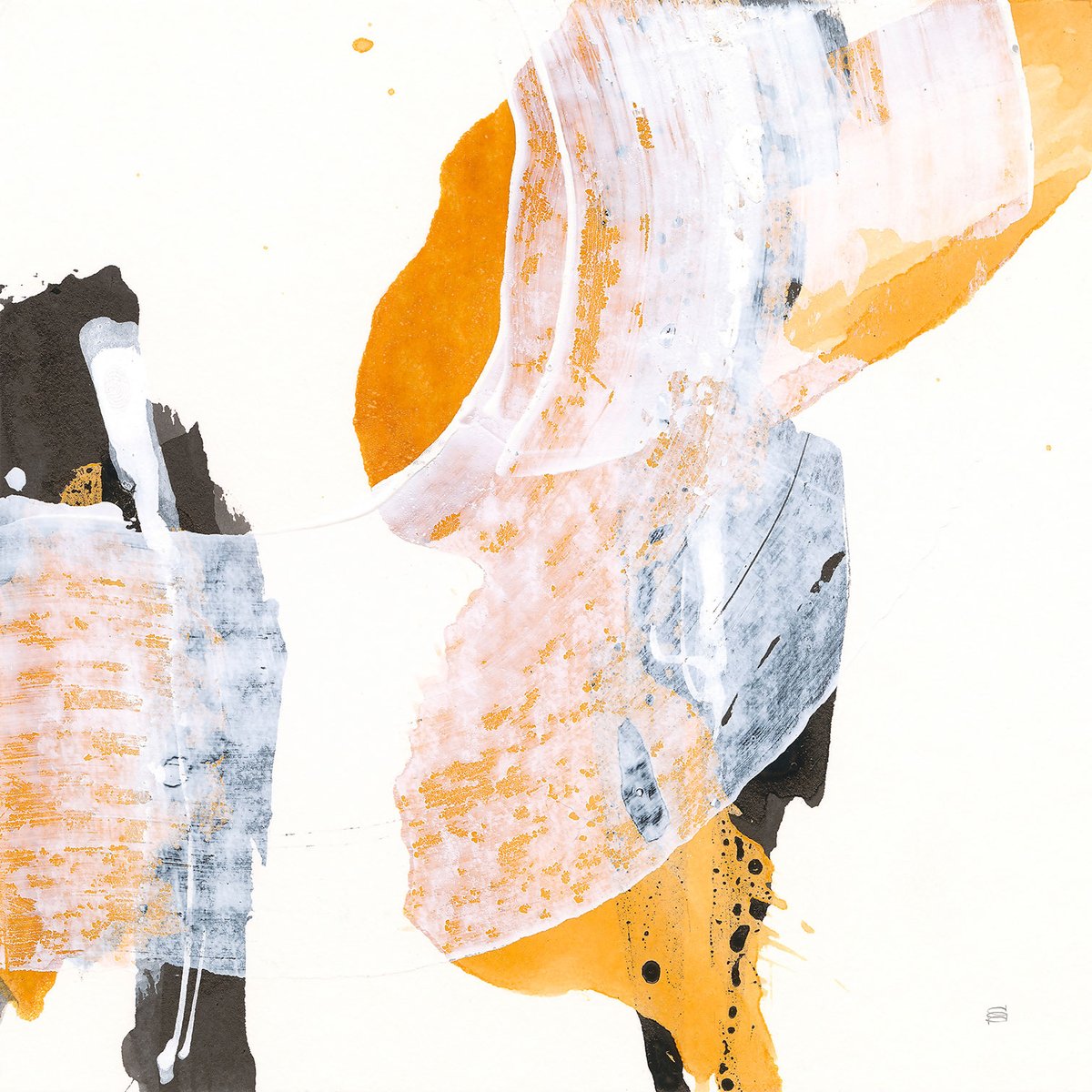 Tableau Coup de pinceau orangé tableau alu dibond, HEXOA
