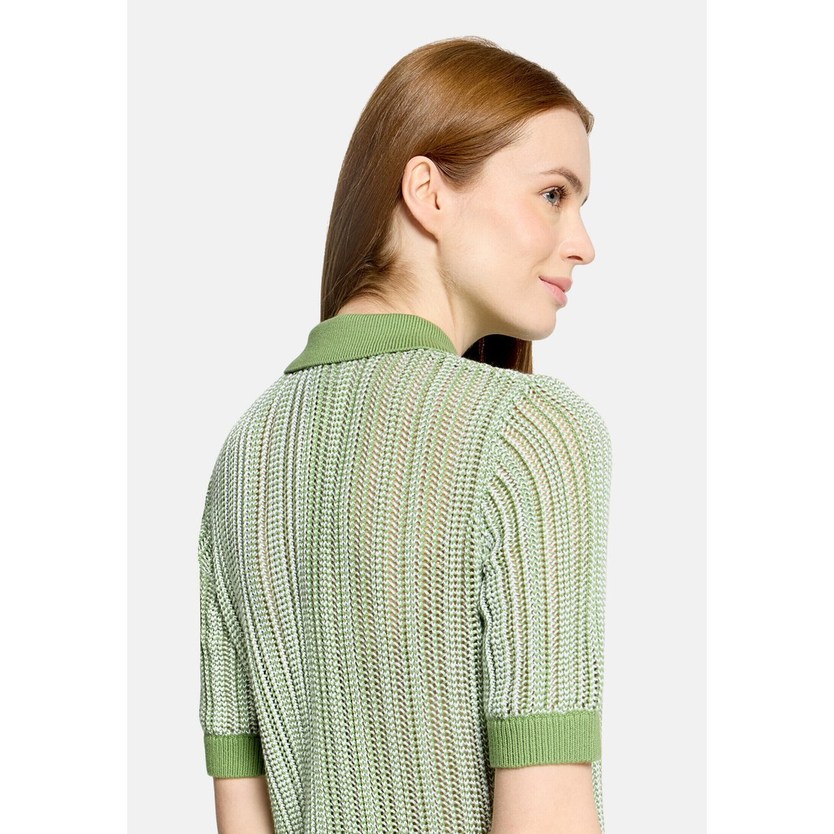 Pull-over en maille à col khaki/white, CARTOON