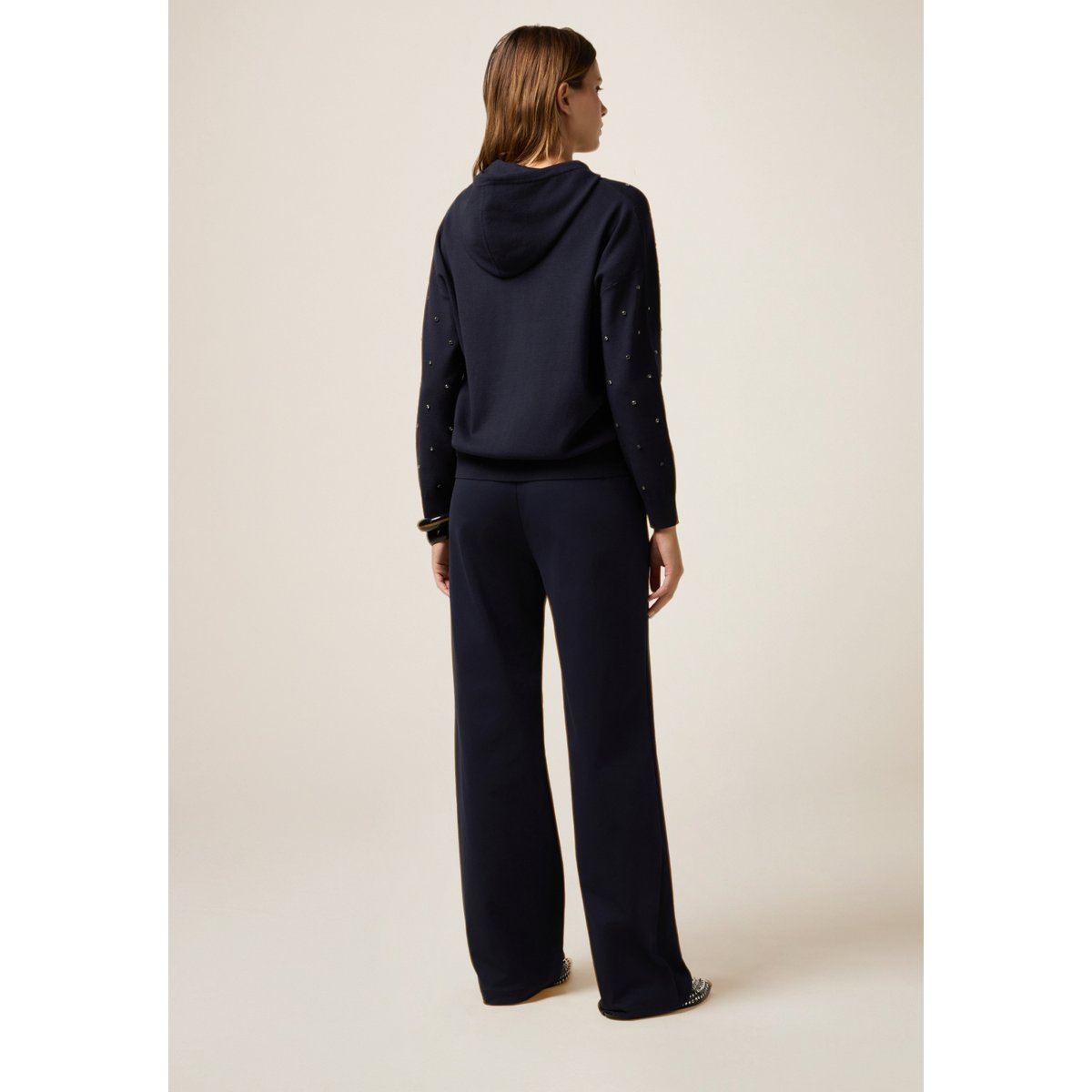 Cardigan à capuche et boutons bleu, OLTRE