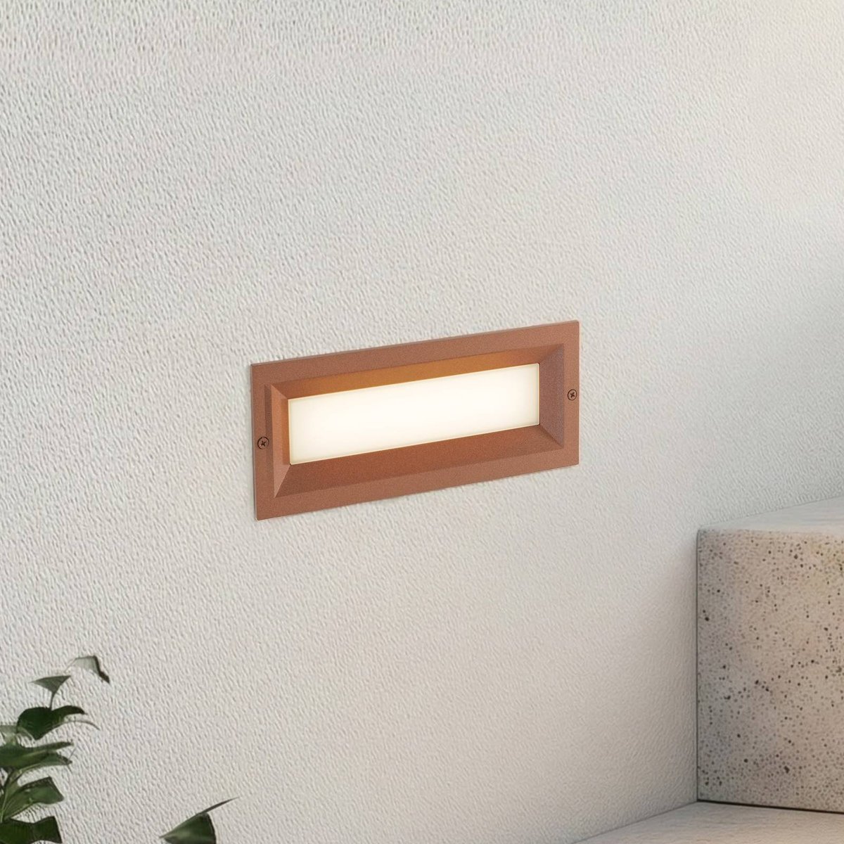 Applique extérieure en aluminium moderneLED brun rouille, blanc, LUCANDE