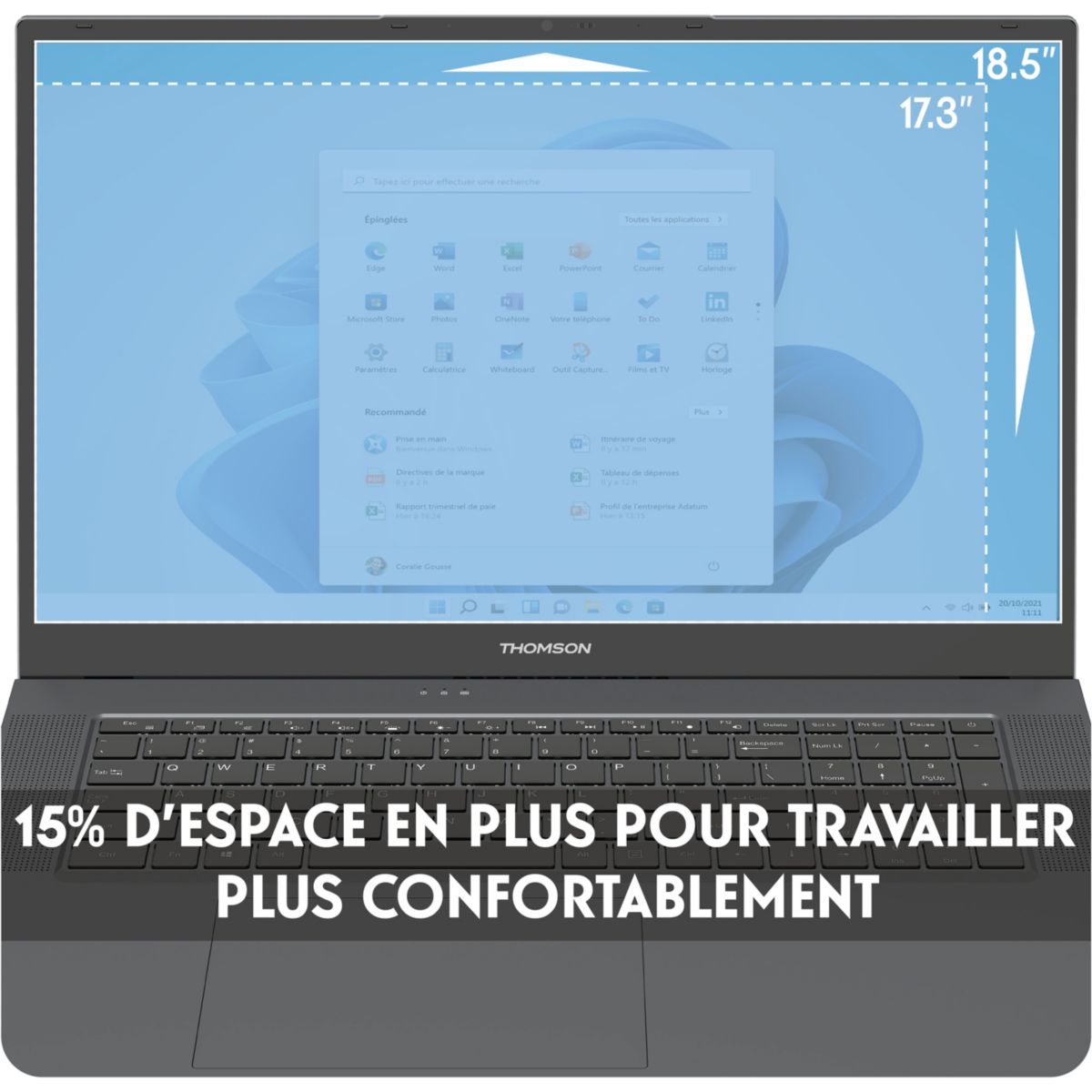 Ordinateur portable N18XLR516GR512 18,4" AMD Ryzen 5 7430U 16 Go RAM DDR4 SSD 512 Go couleur unique, THOMSON
