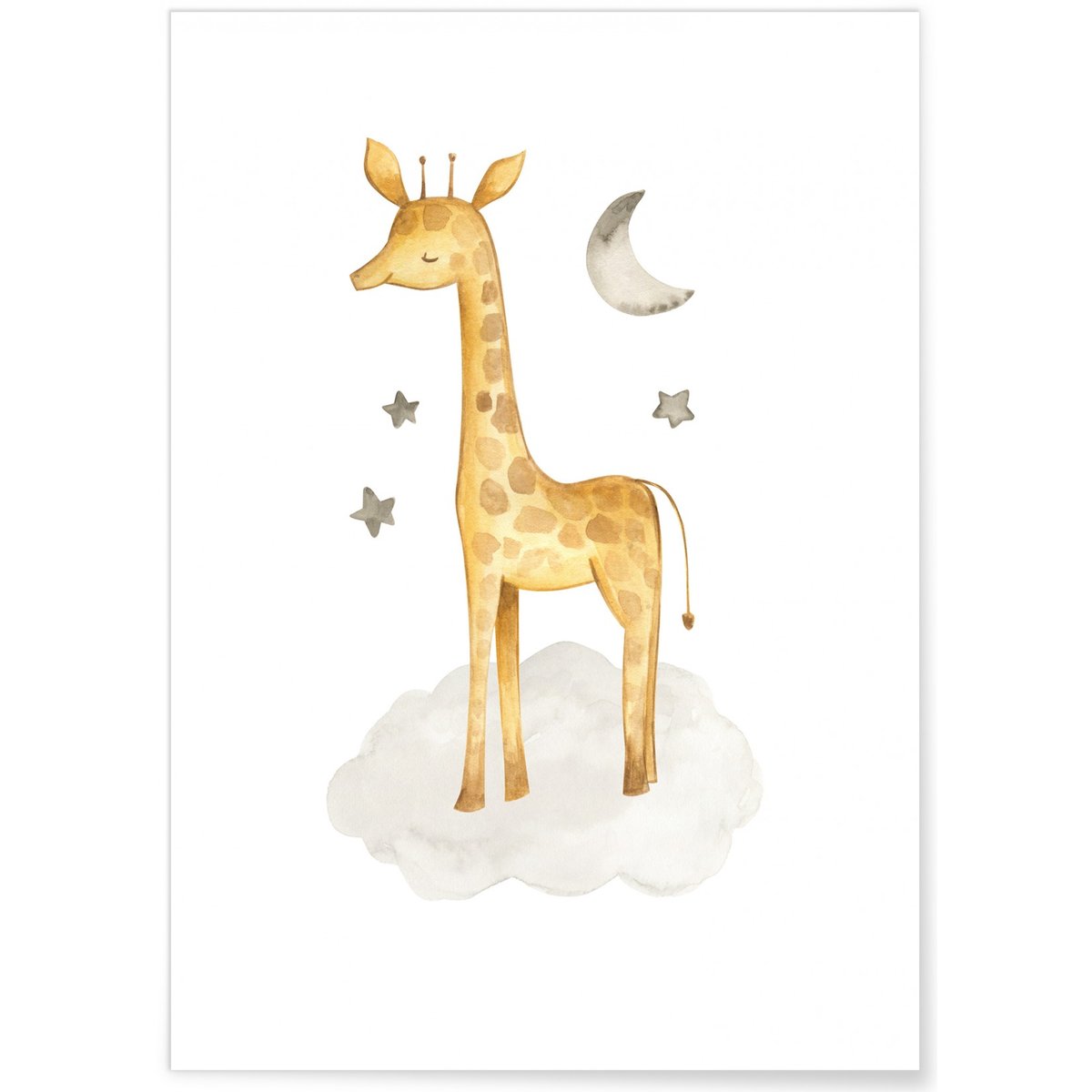 Affiche Bébé Girafe blanc, L'AFFICHERIE