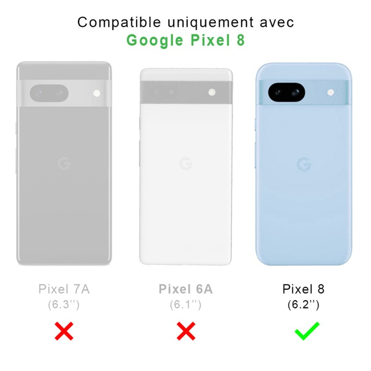 Coque Pixel 8 antichoc + 2 vitres bleu, EVETANE