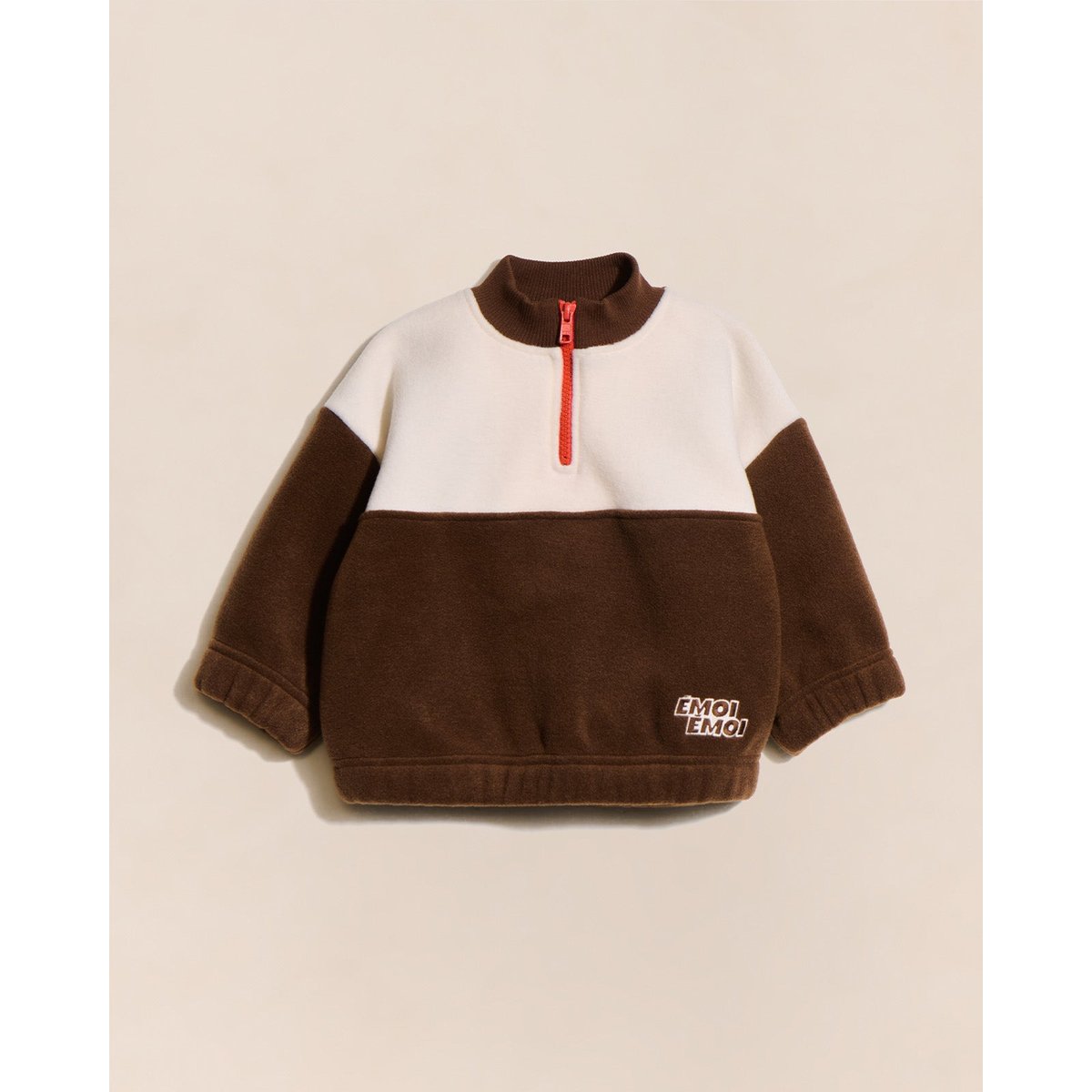 Sweat bicolore en polaire recyclée, POLAIRE ZIPPÉE marron - chocolat/crème, EMOI EMOI