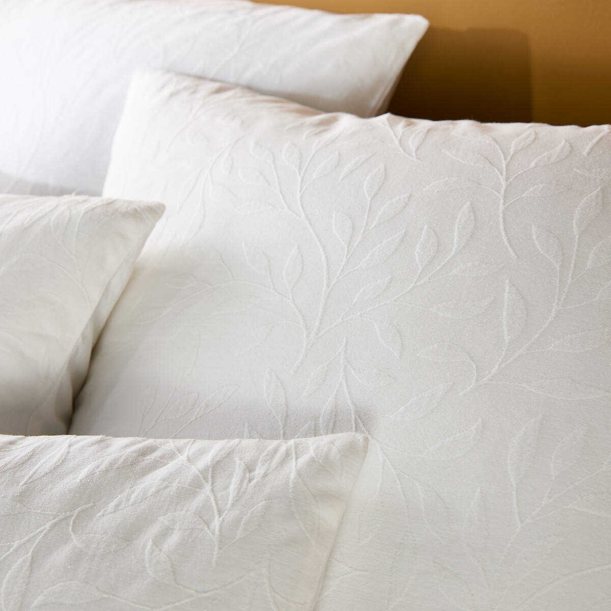 Housse de couette végétal jacquard coton, Miren blanc cassé, LA REDOUTE INTERIEURS
