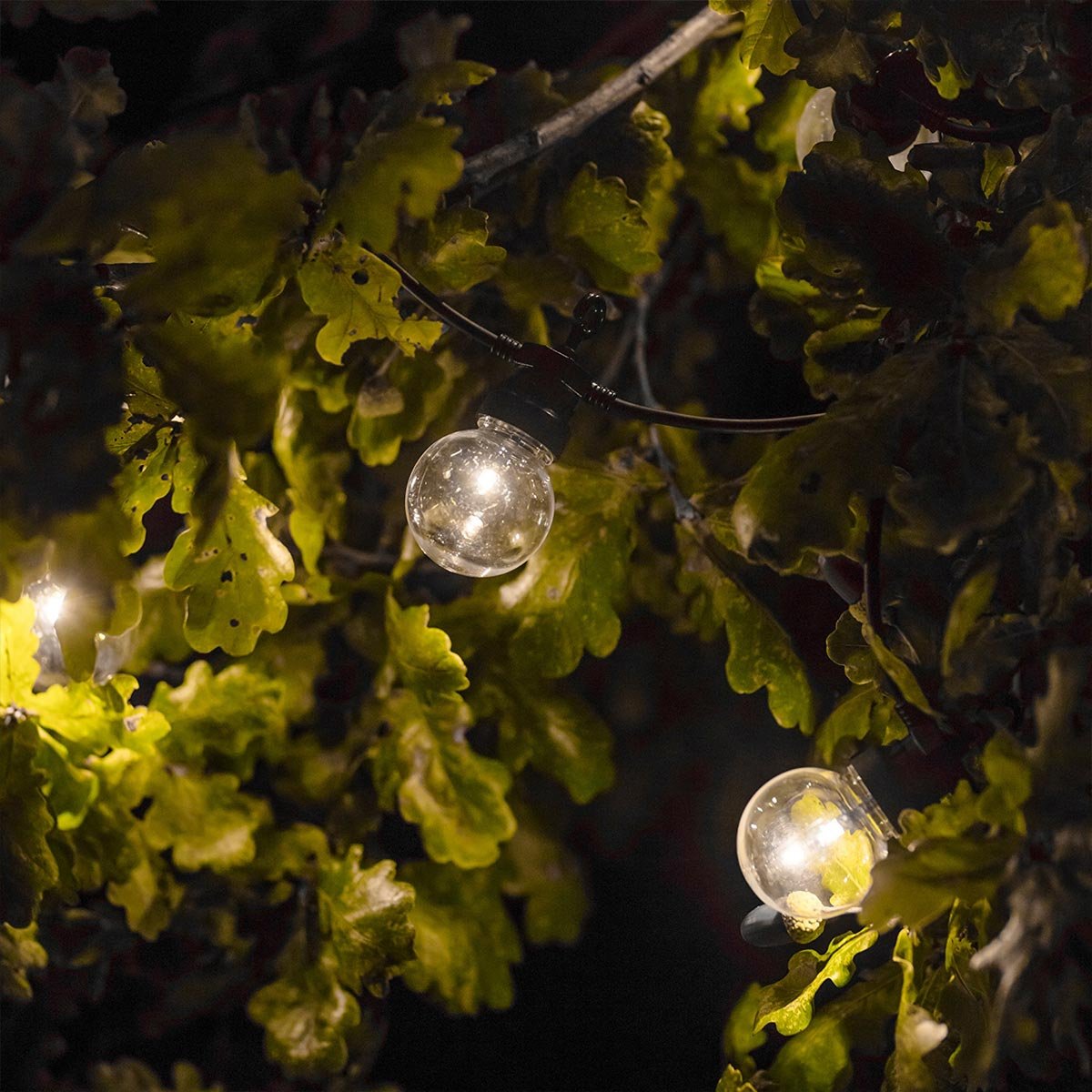 Guirlande lumineuse solaire et sur secteur raccordable 40 ampoules transparentes LED blanc chaud PARTY CLEAR 20 L14.4m transparent, LUMISKY