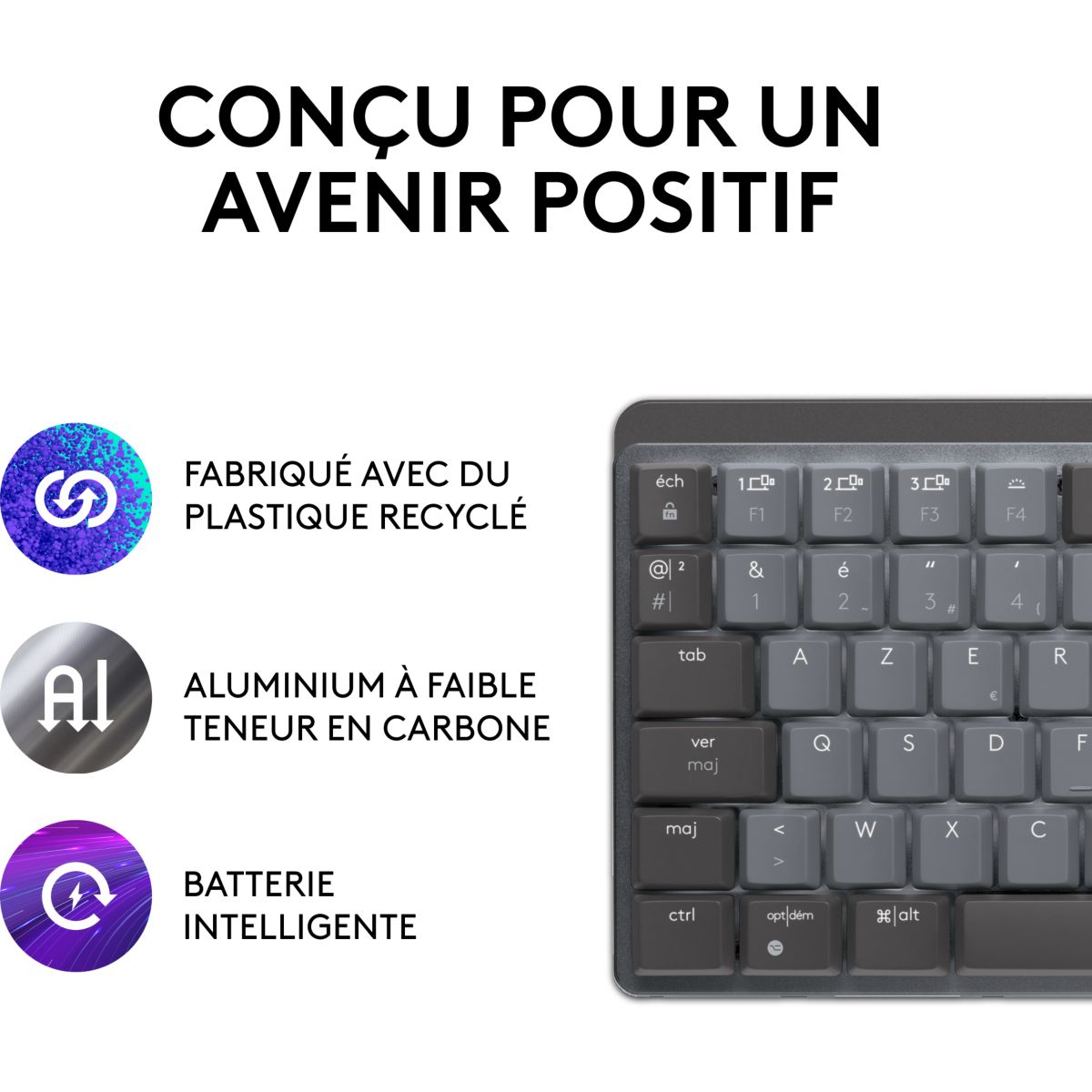 Clavier sans fil MX Mechanical Mini Rétroéclairé gris, LOGITECH