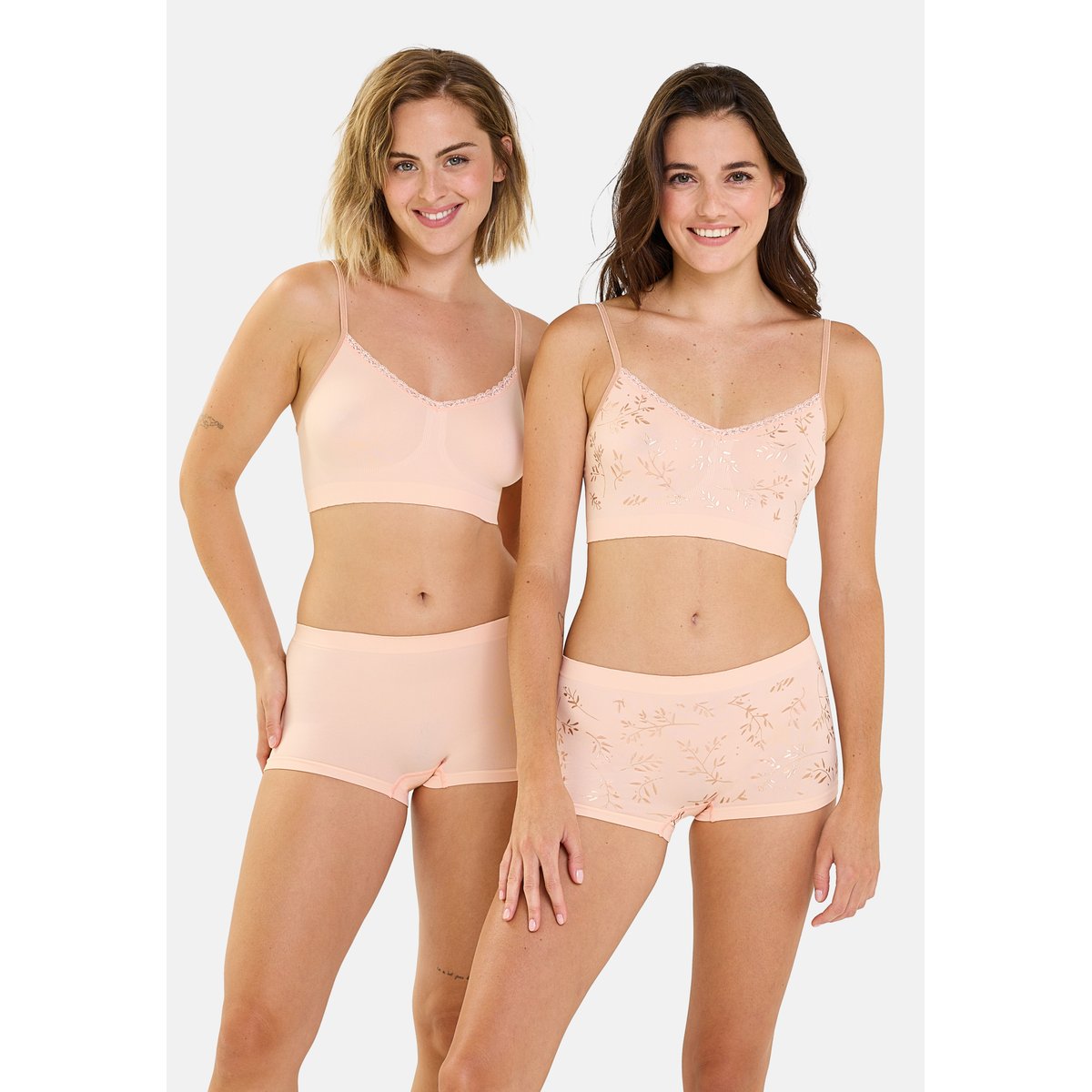Lot de deux shorties ZEN ANNIVERSAIRE feuillage cuivré + rose pêche, BILLET DOUX