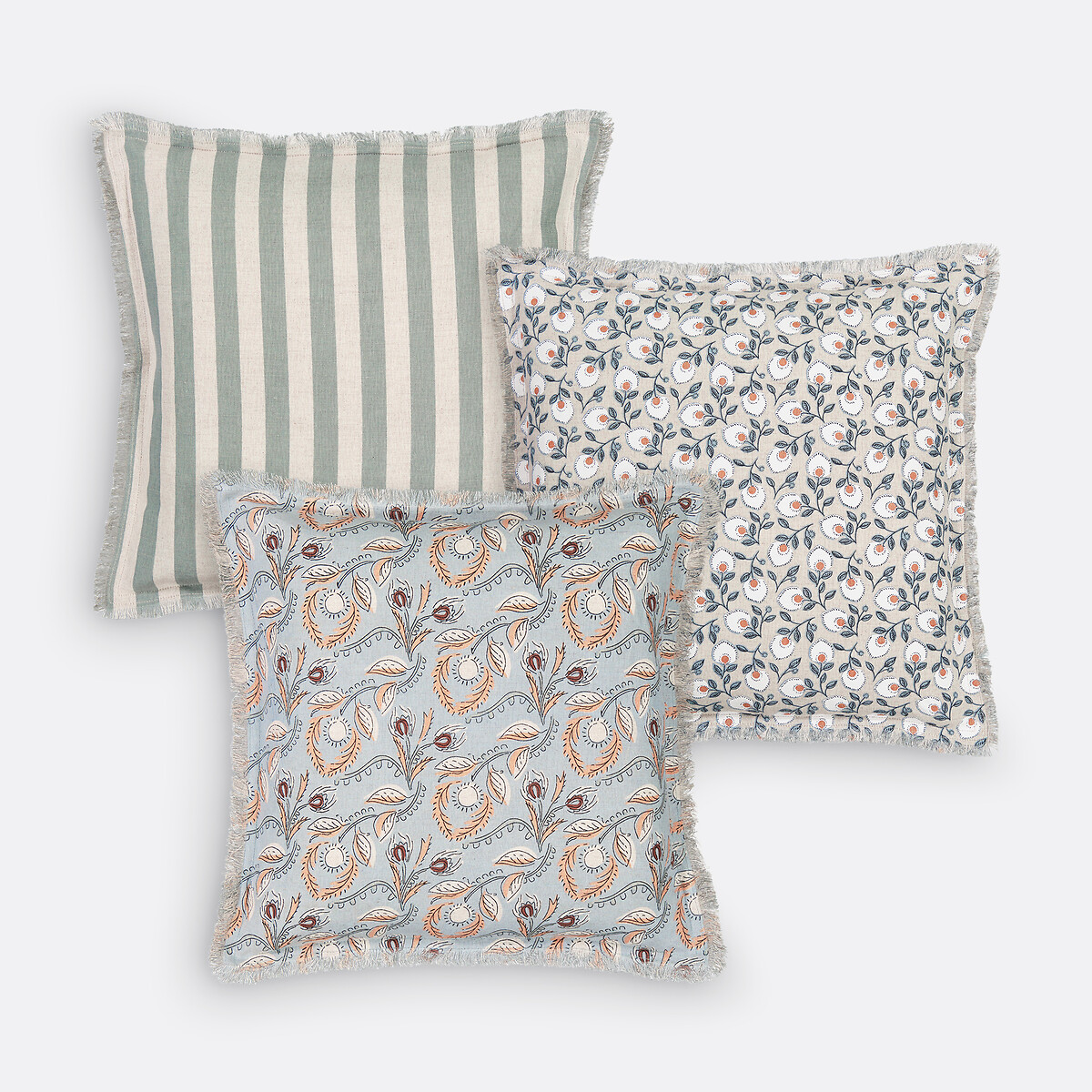 Housse de coussin 40x40 cm lin/coton, Octavine naturel/gris, LA REDOUTE INTERIEURS