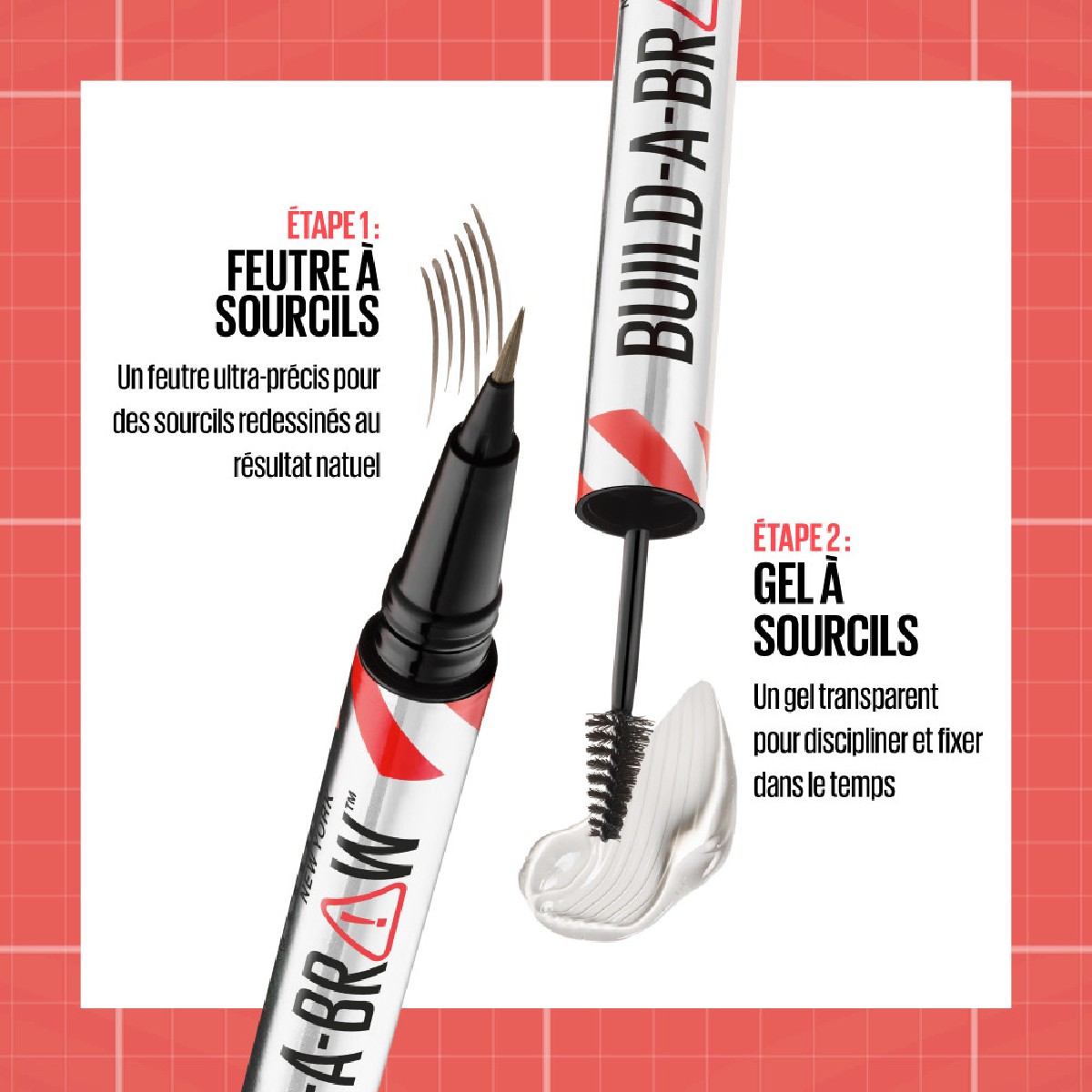 Feutre à Sourcils Marron Clair Build-a-Brow deep brown, MAYBELLINE NEW YORK