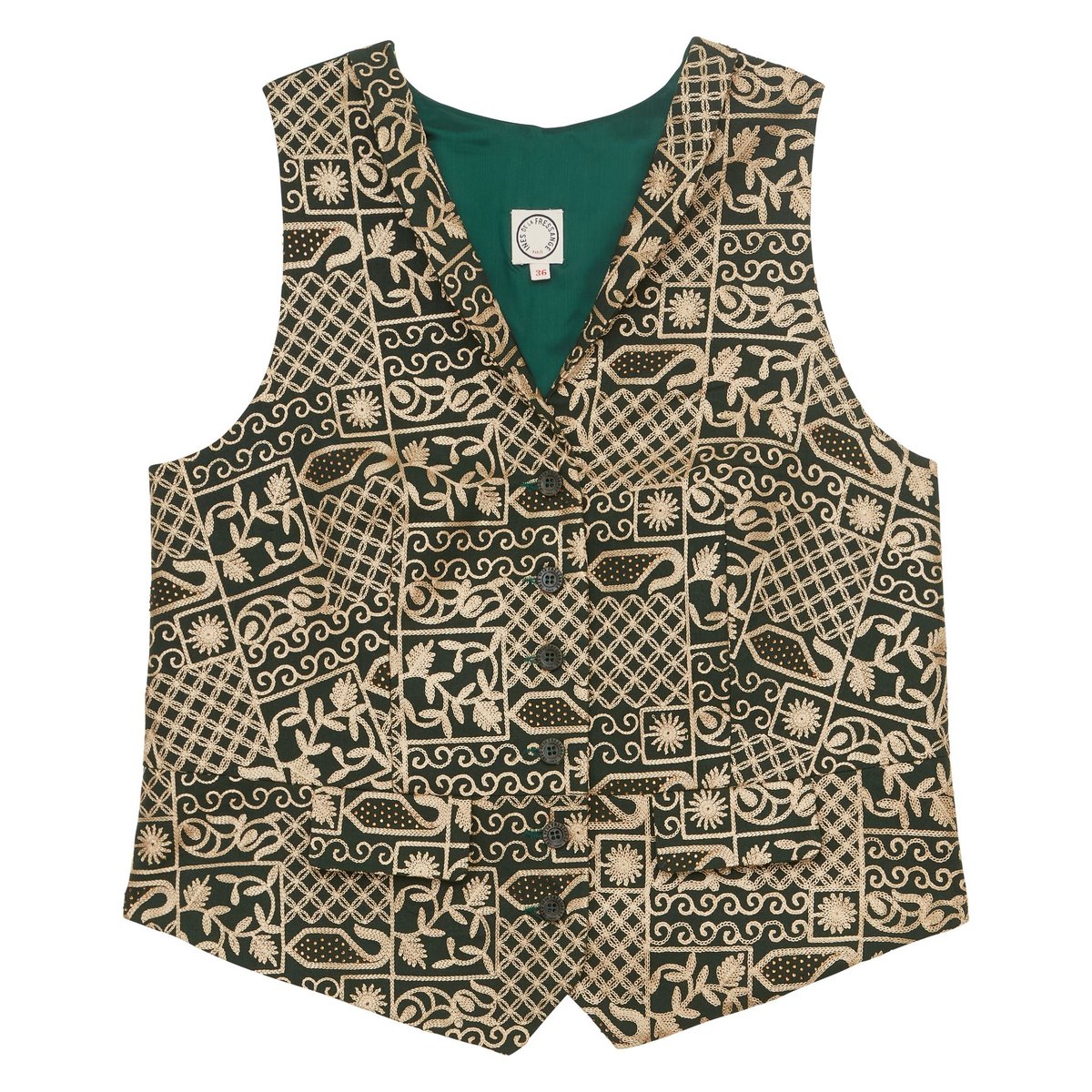 Gilet Robinson en coton brodé vert green, INES DE LA FRESSANGE PARIS