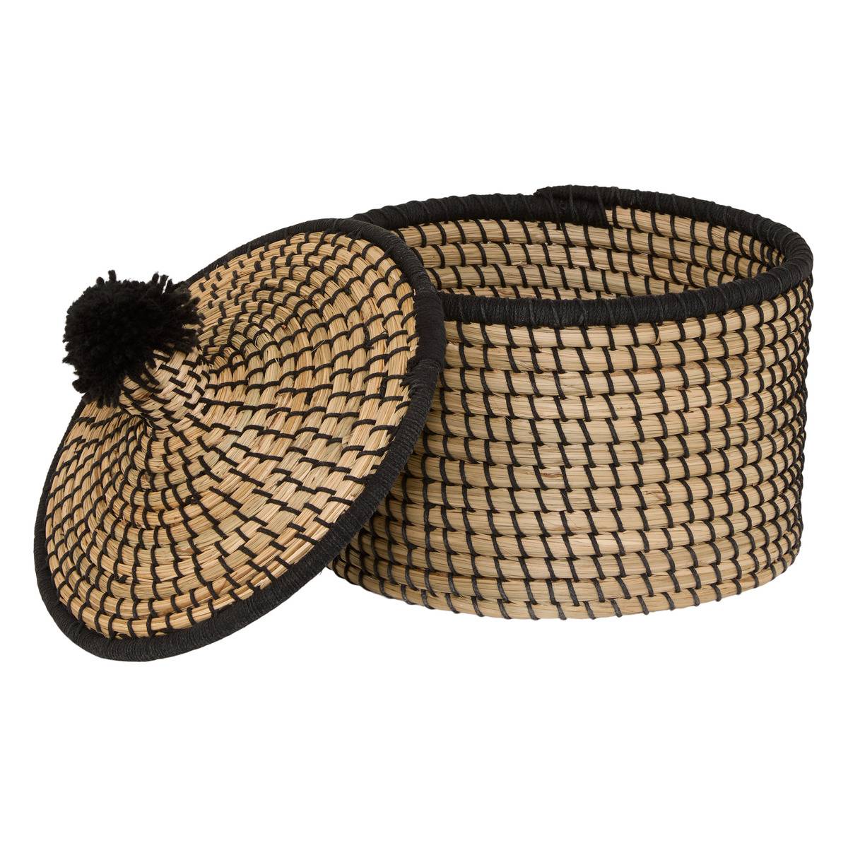 Lot de 3 paniers ronds en roseau NYERO beige, ATMOSPHERA