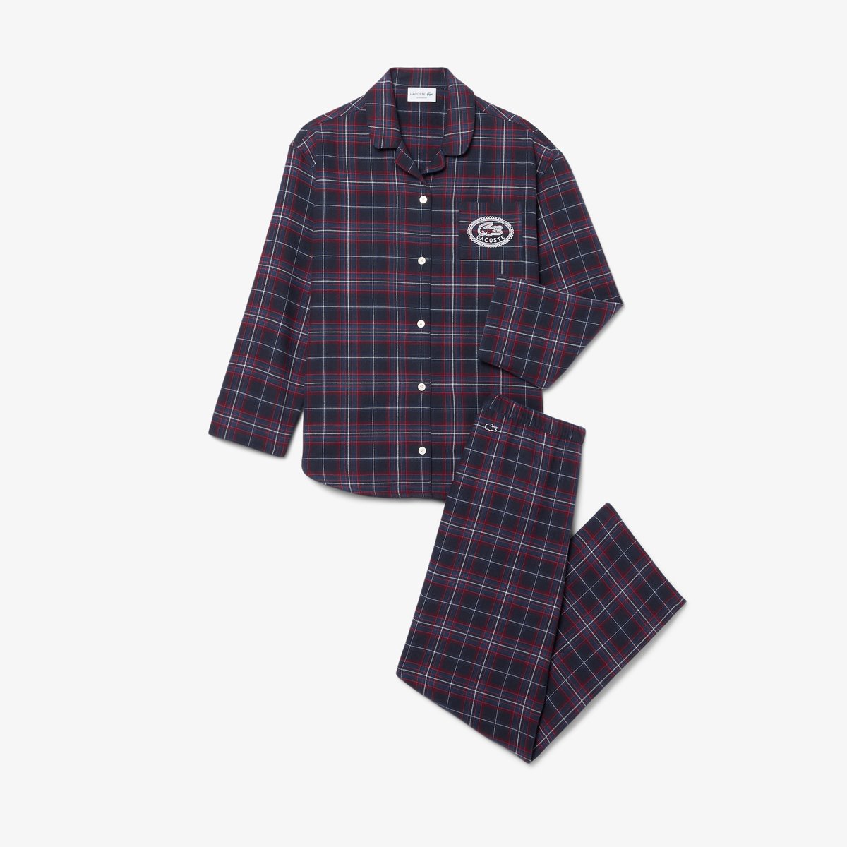 Ensemble de pyjama coton carreaux bleu-vbm, LACOSTE