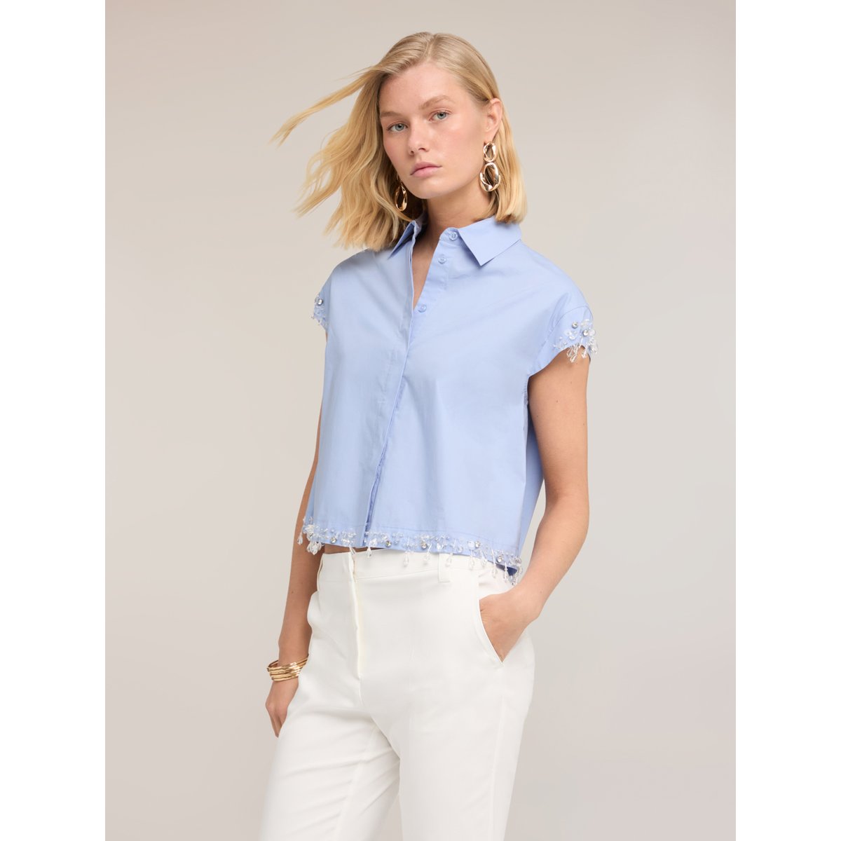 Chemise boxy avec pierres light - blue, MOTIVI