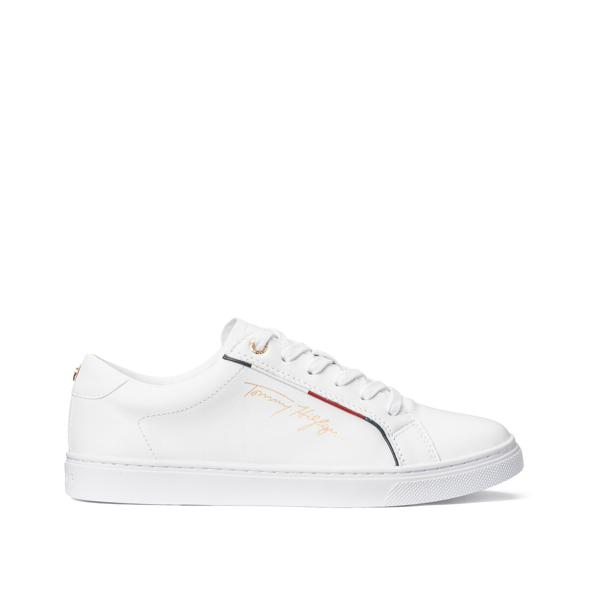 TH Signature Leather Trainers white, TOMMY HILFIGER