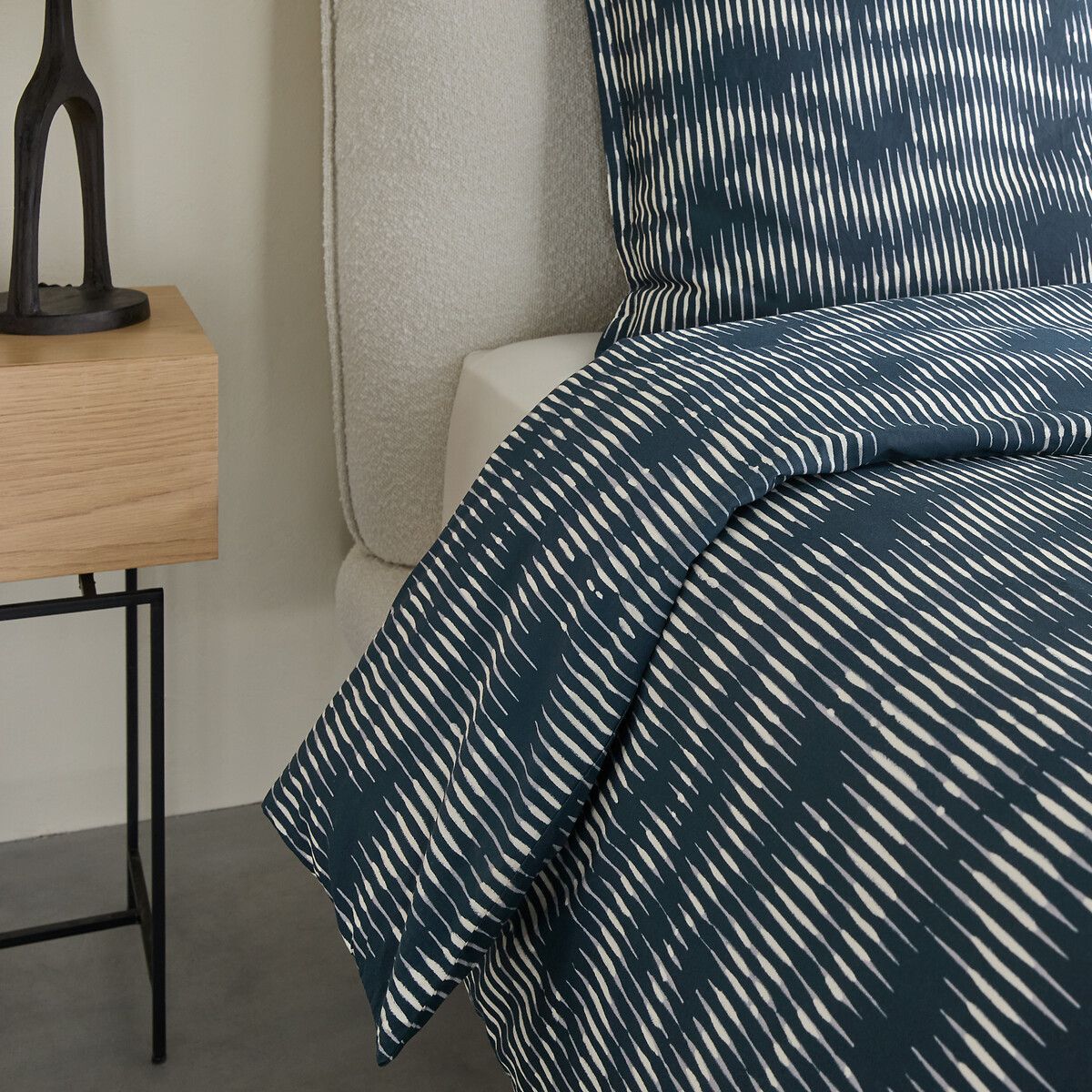 Housse de couette en satin de coton lavé, VITTORE bleu nuit, AM.PM