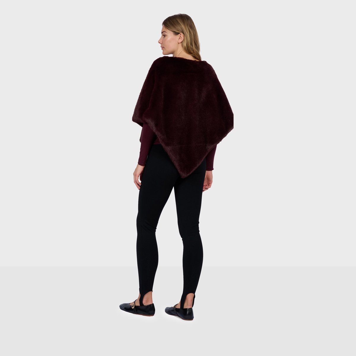 Poncho à coupe ample MEGEVE bordeaux, OAKWOOD