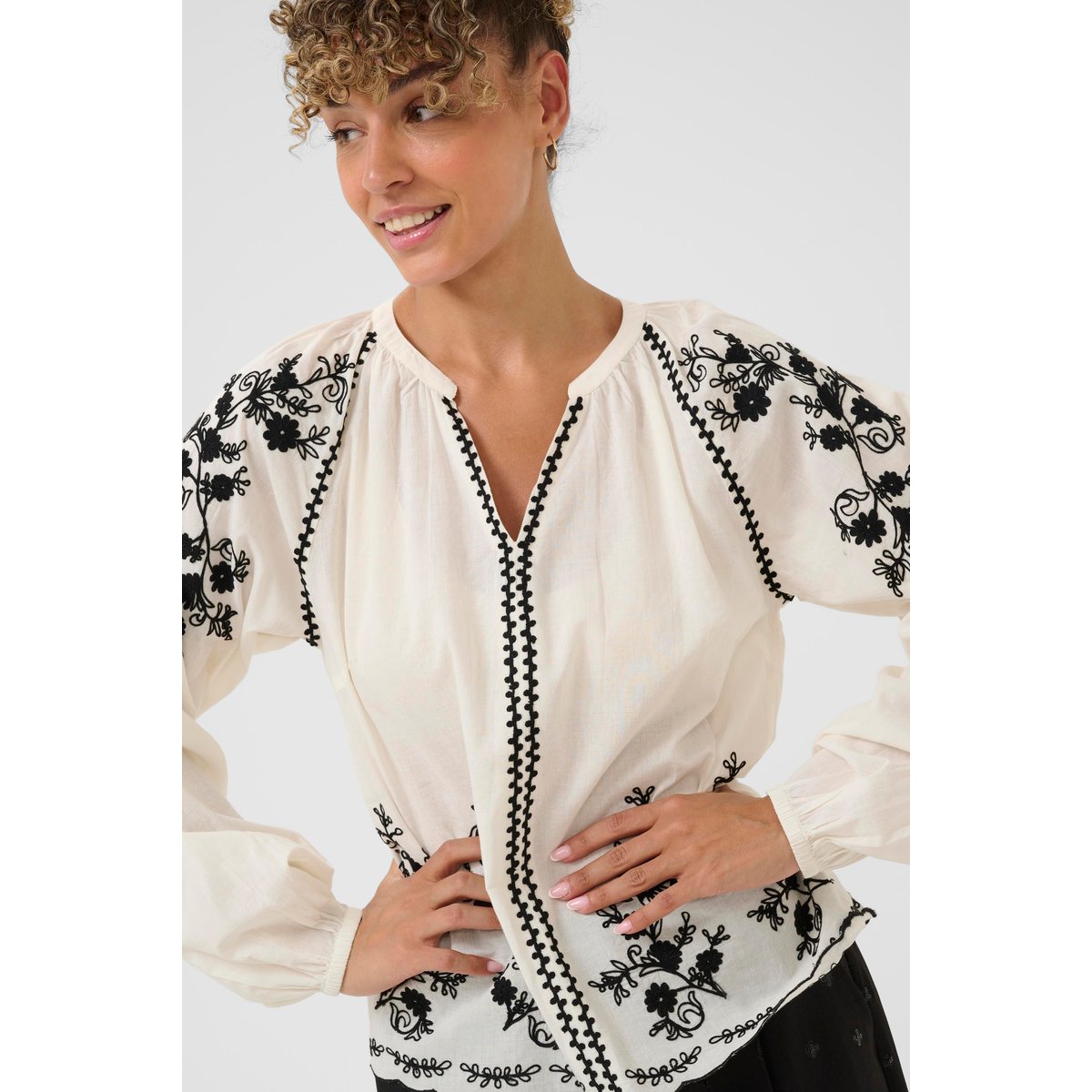 Blouse à manches longues blanc whisper white, CREAM