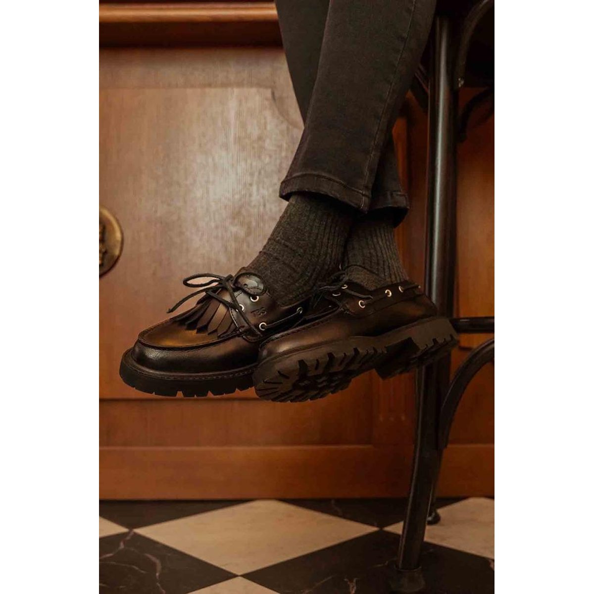 Chaussures bateau LAZARIE noir, TBS