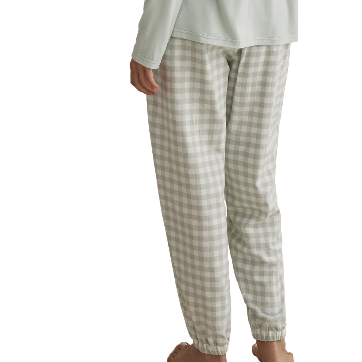 Pyjama pantalon top manches longues VICHYP91 vert, SELMARK