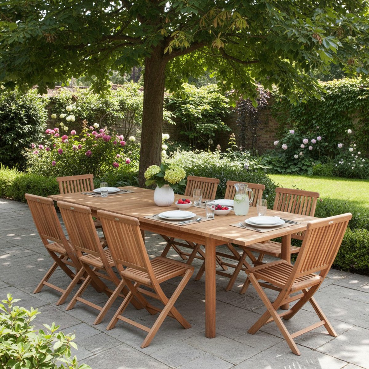 Table de jardin extensible rectangulaire en Teck Massif 190/290 cm Auckland XL naturel, TECK ATTITUDE