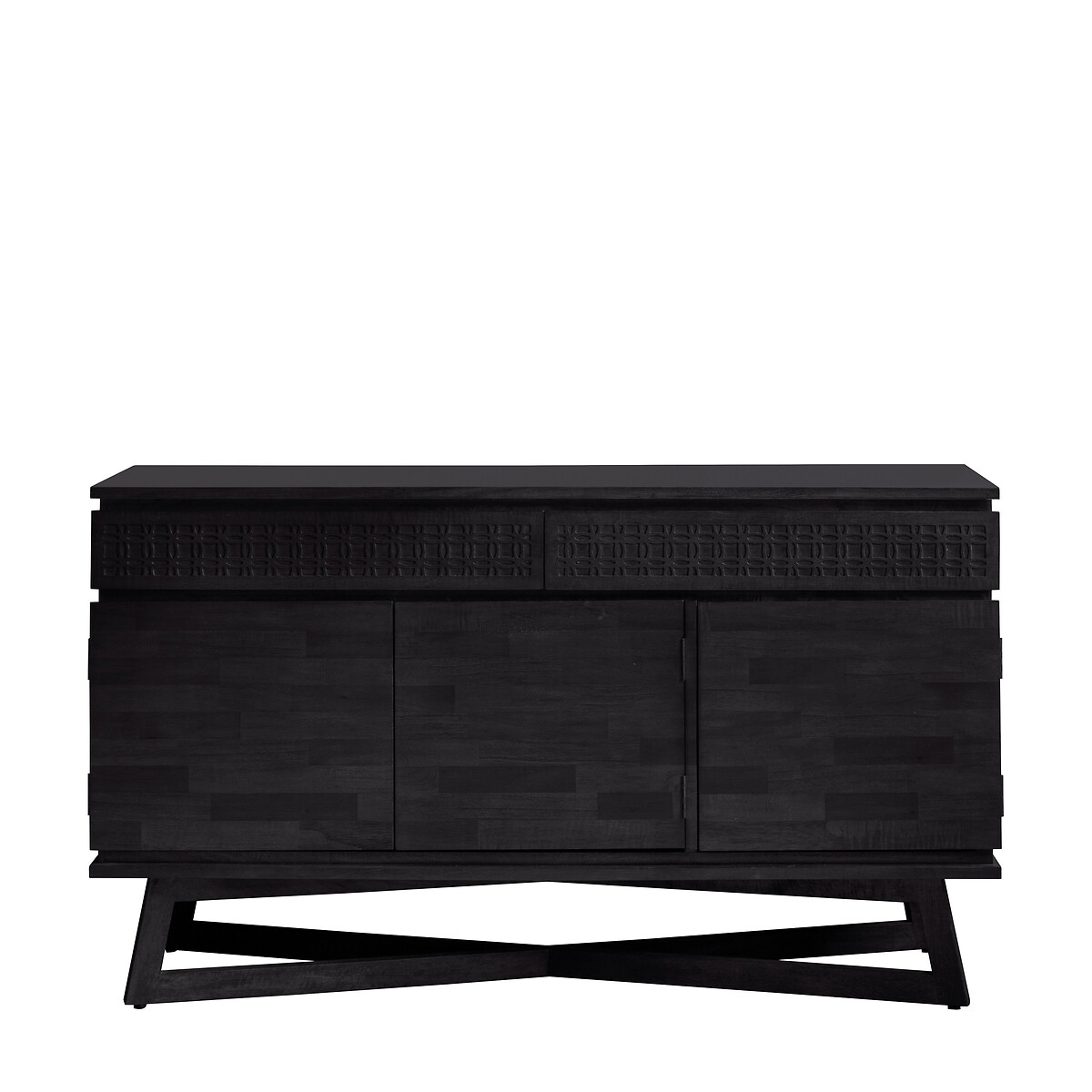 Barauni Boho Wooden 3 Door Sideboard black, ÉDITÉ