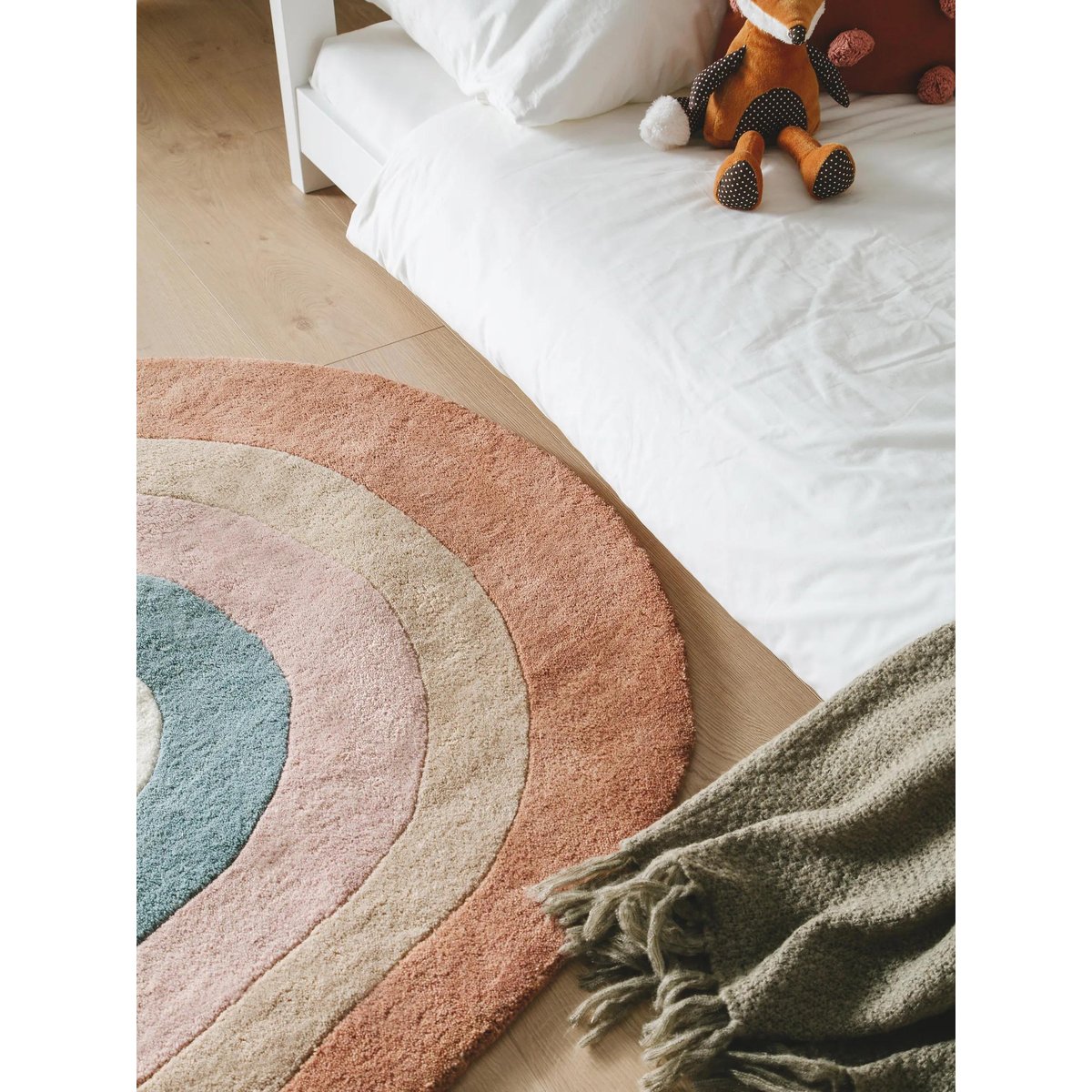 Tapis enfant rond tufté main arc en ciel RAINBOW multicouleur, BENUTA 