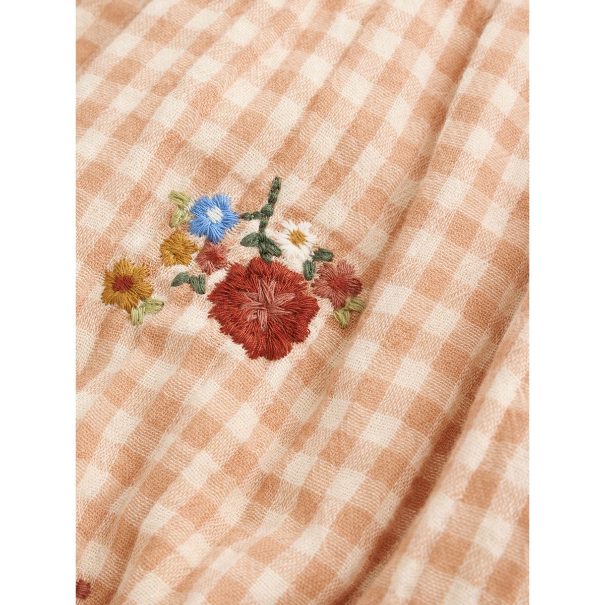 Barboteuse bébé bouffante et collants, 2 pcs broderie à carreaux marron et crème, NEXT