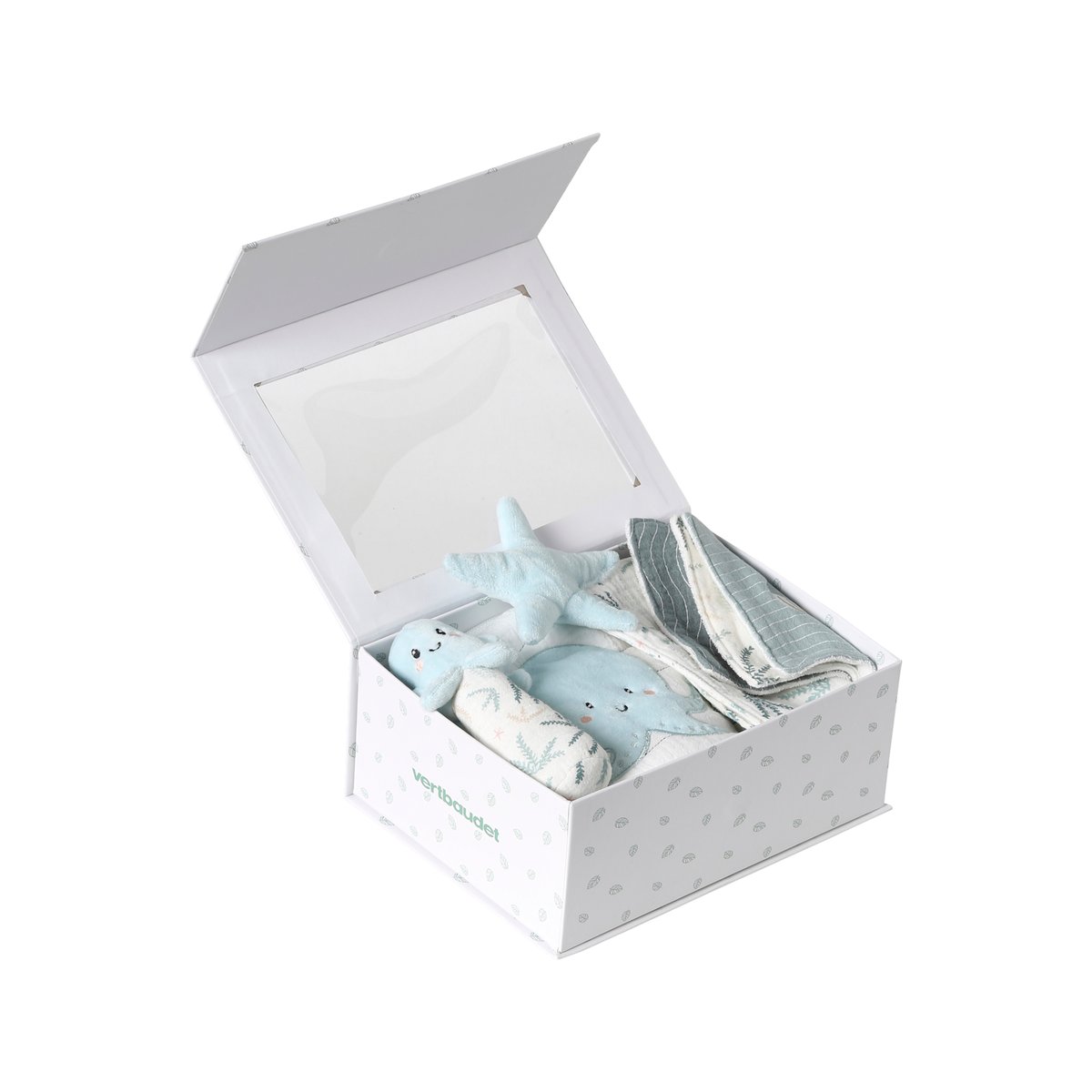 Coffret cadeau naissance SOUS L'OCÉAN bleu grisé, VERTBAUDET
