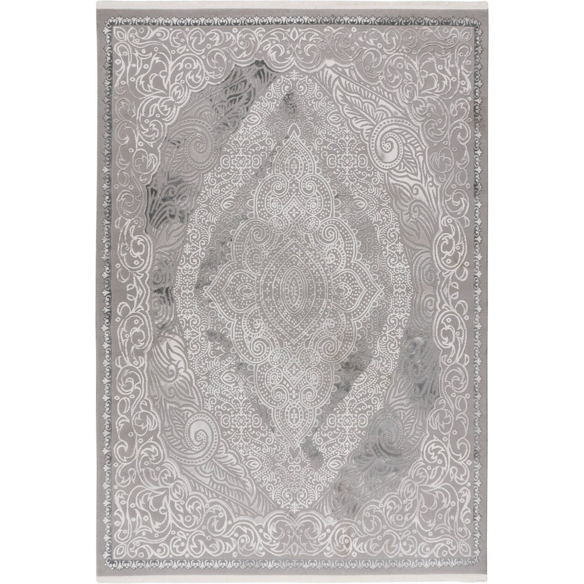 Tapis rectangulaire à motifs orientaux argent clair à motifs blancs, ARTE ESPINA