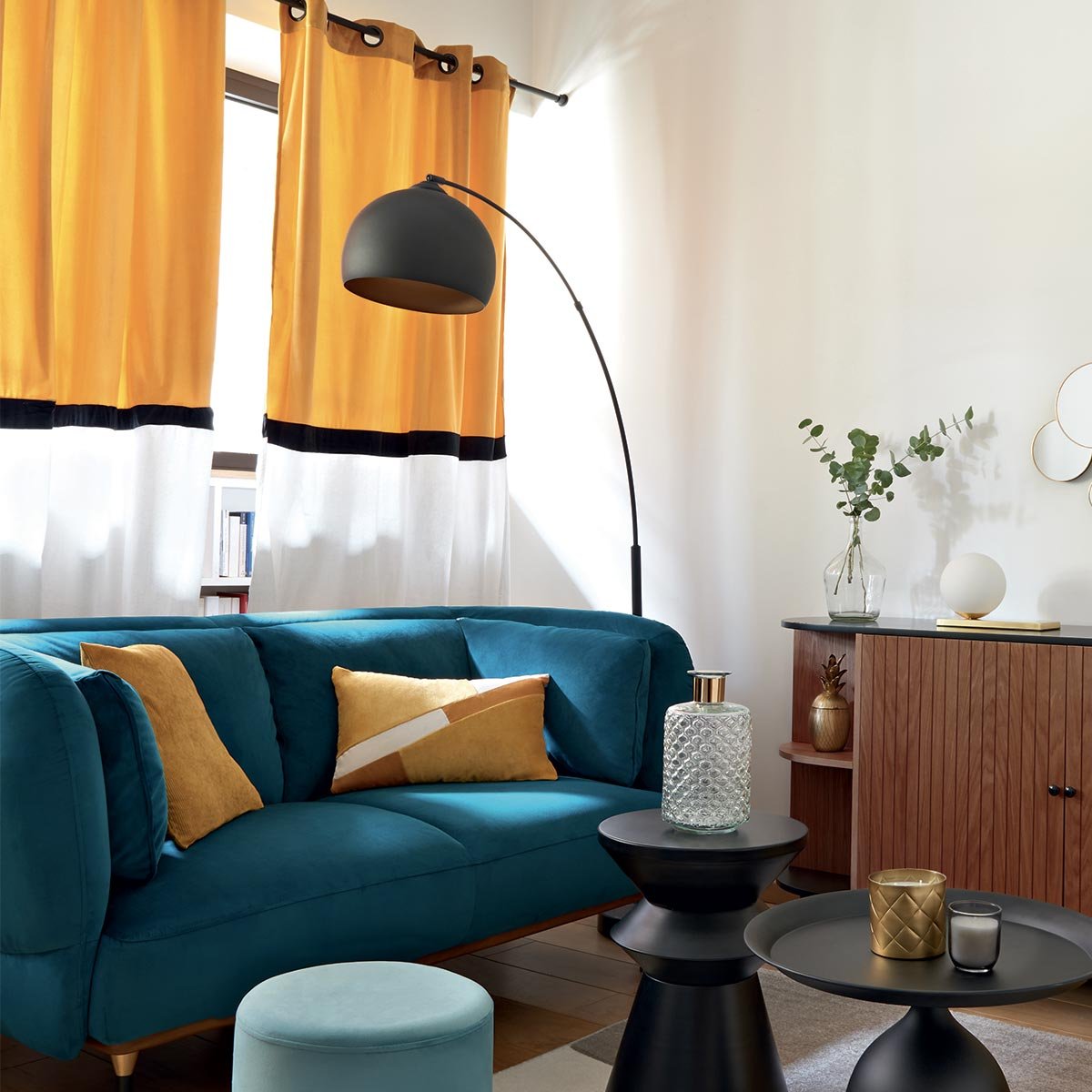 Lampadaire arc marbre HYTO noir, ATMOSPHERA