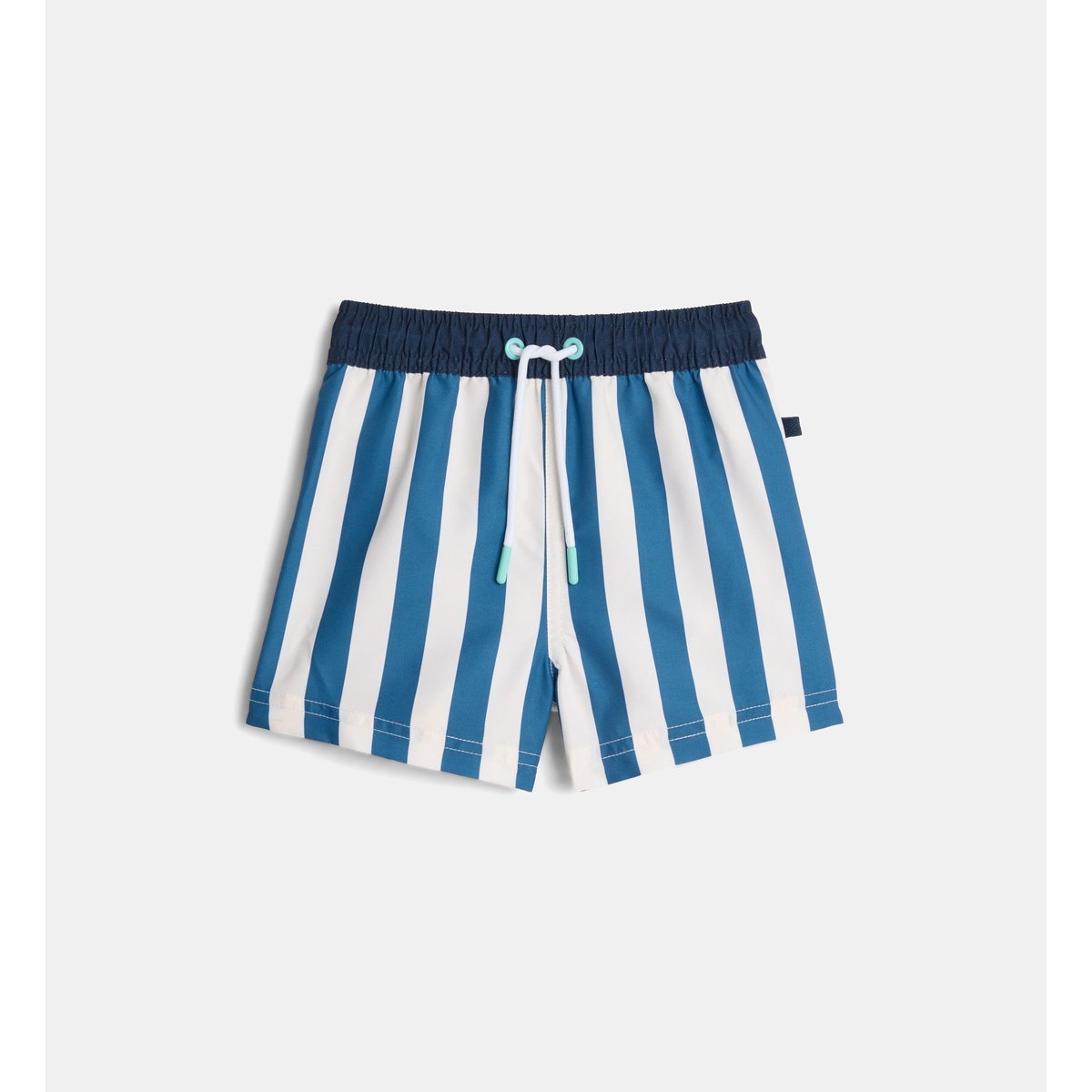 Short de bain avec suspensoir marcel bb rayures écru et bleu, CADET ROUSSELLE