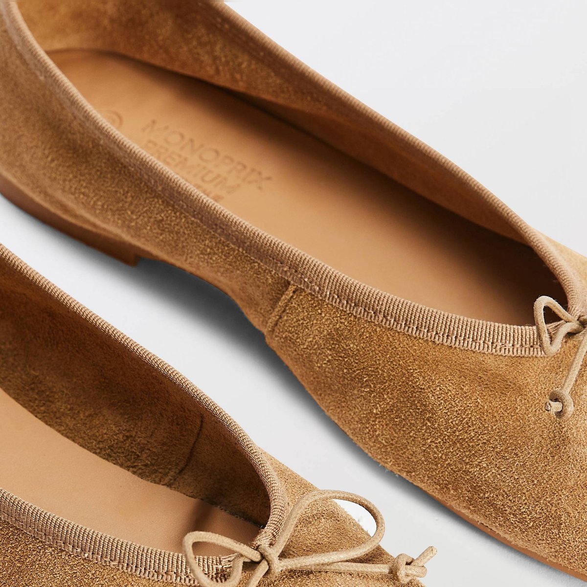 Ballerines en cuir camel, MONOPRIX