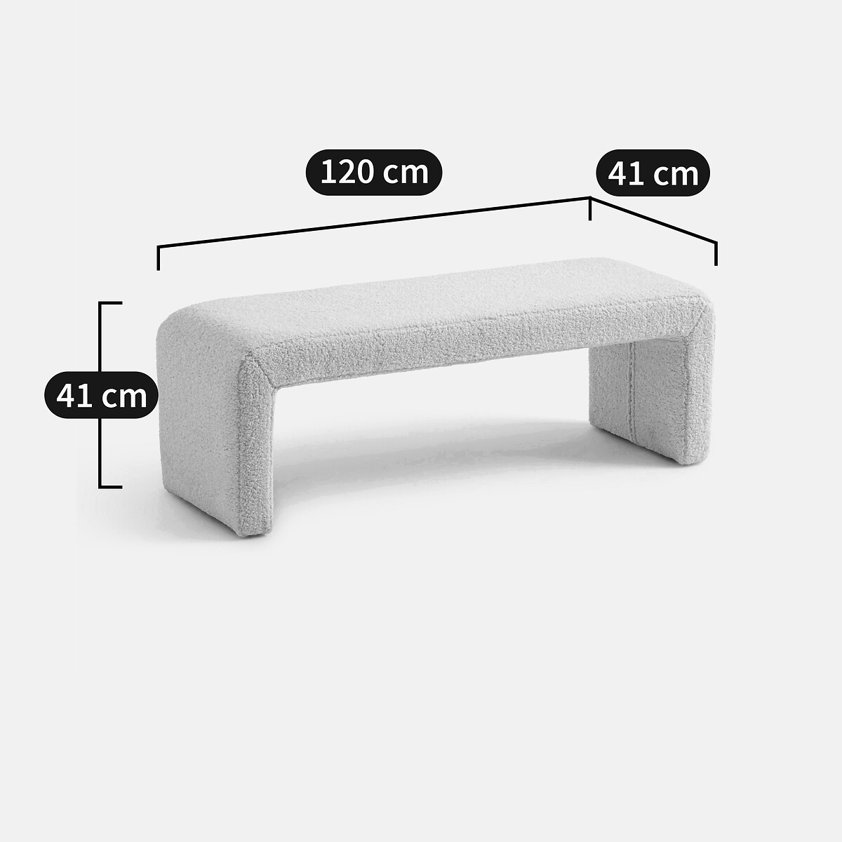 Banc bout de lit bouclette, Tory ecru, LA REDOUTE INTERIEURS