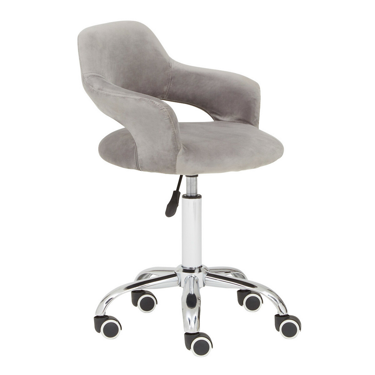 Soft Grey Velvet Office Chair with Chrome Base grey, SO'HOME