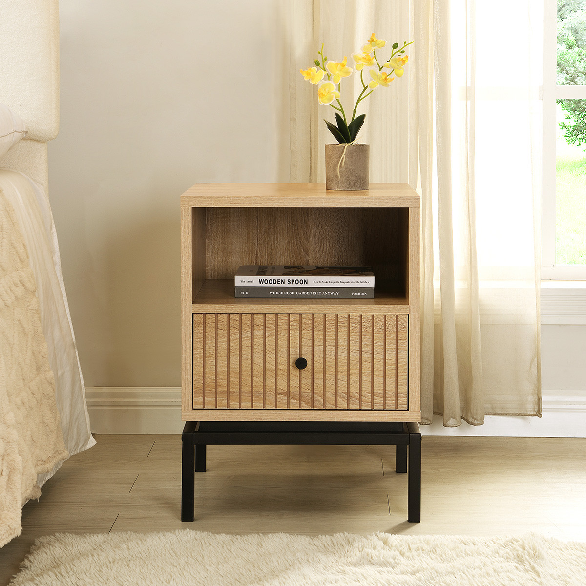 Table de chevet 1 tiroir - TALIA effet bois, HOMIFAB