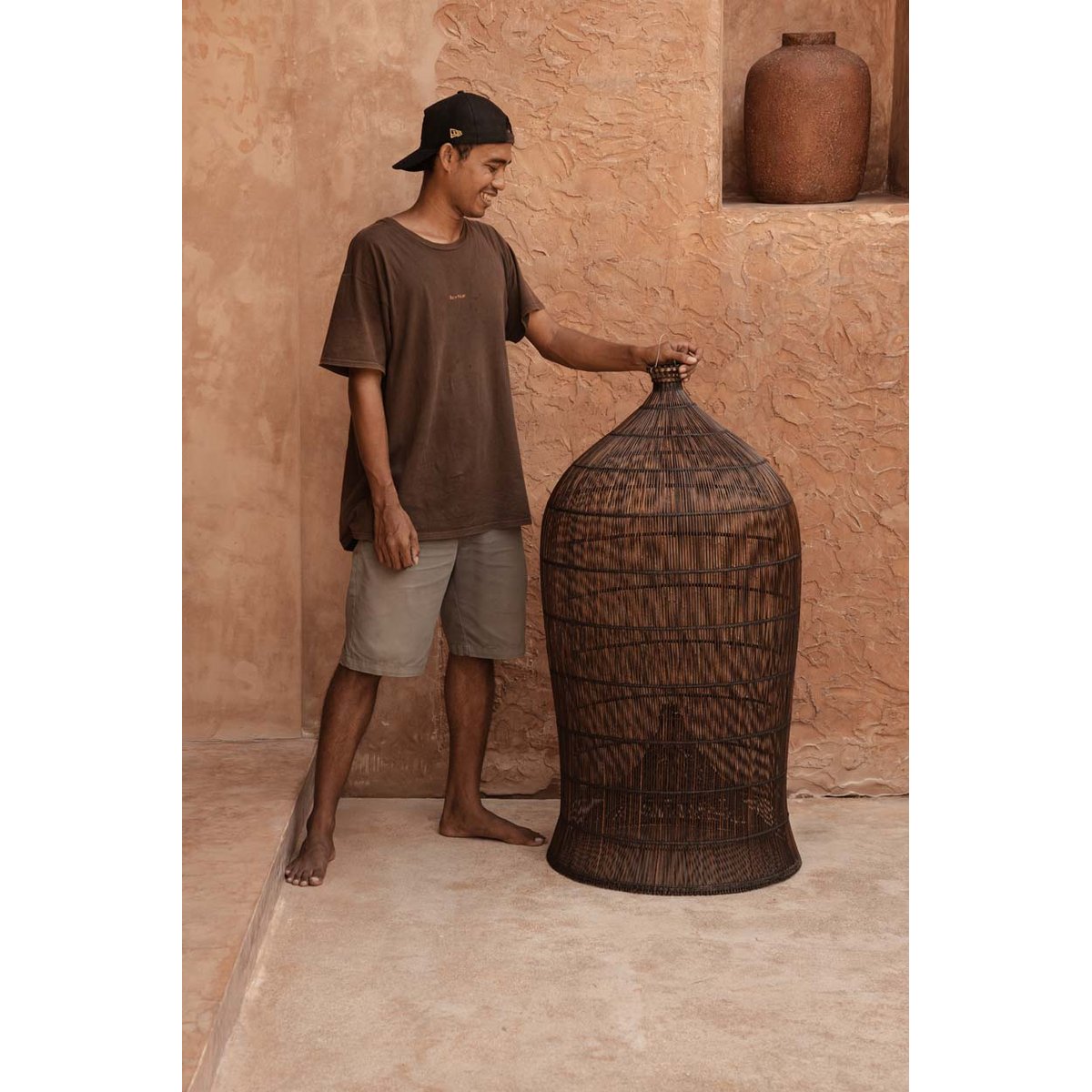 Suspension en bambou WOVEN BELL marron foncé, BAZAR BIZAR