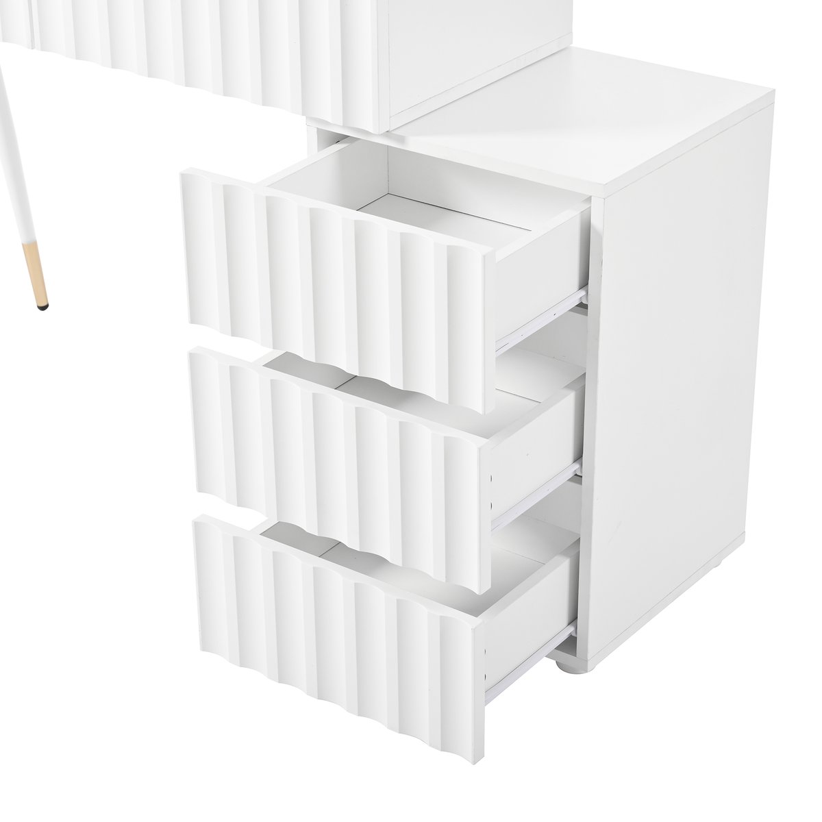 Coiffeuse table de maquillage avec 5 tiroirs, ULTRAE blanc, MEUBLES COSY