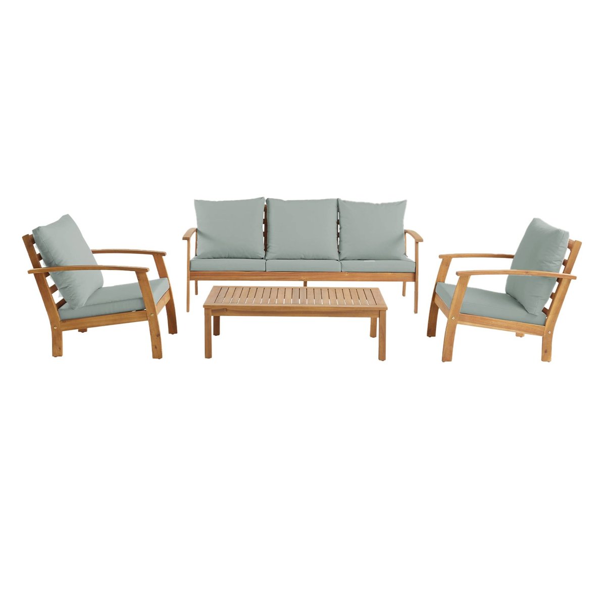 Salon de jardin bois d'acacia 5 places USHUAIA 5 PLACES vert de gris, SWEEEK