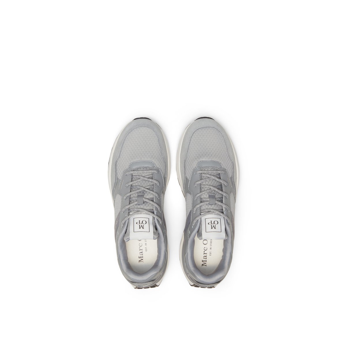 Baskets en cuir de vache et mesh gris, MARC O'POLO