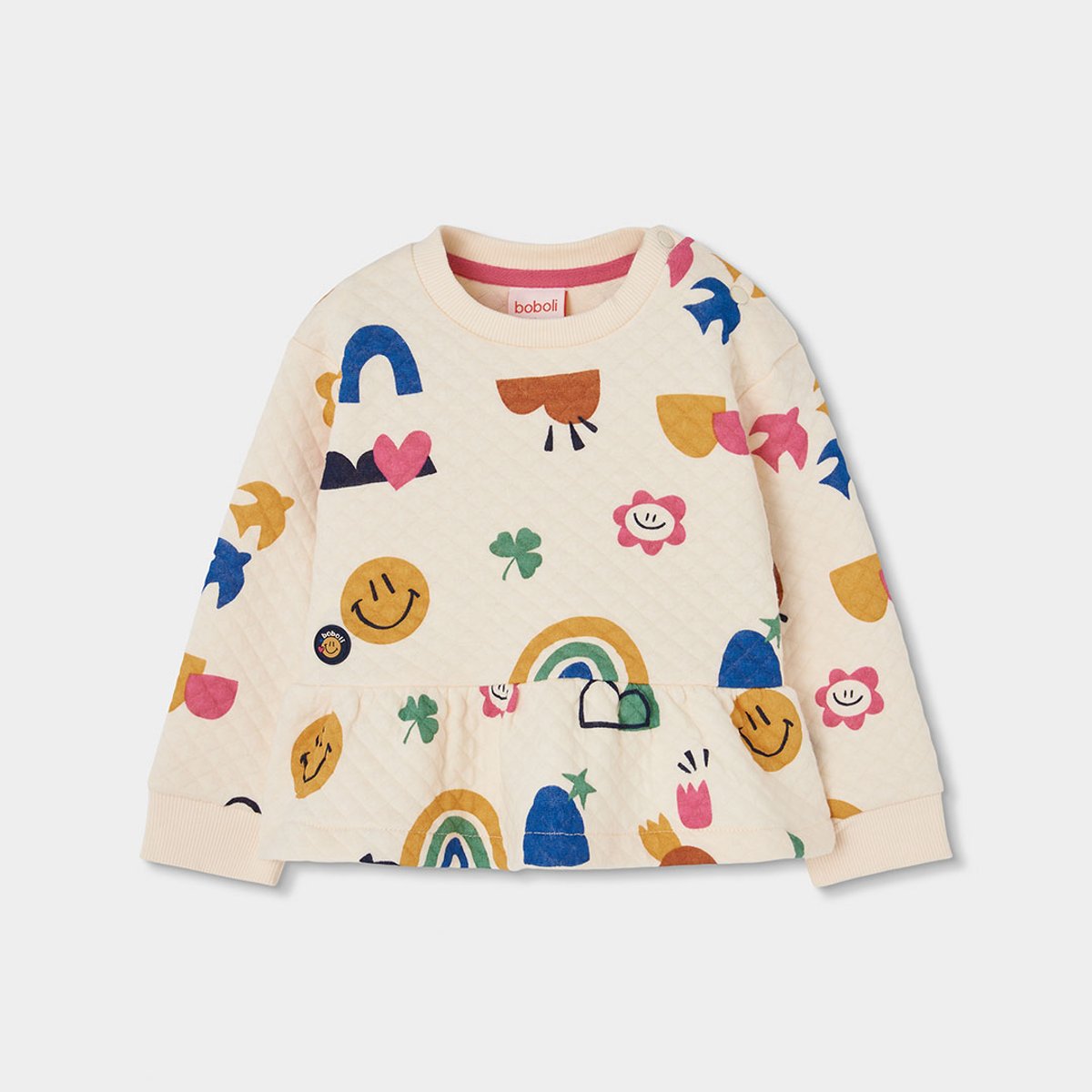 Sweat-shirt en maille fille imprimé multicolore, BOBOLI