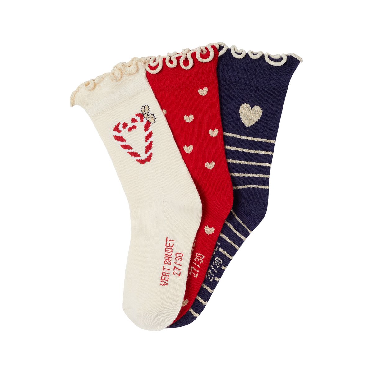 Lot de 3 chaussettes noël rouge, VERTBAUDET