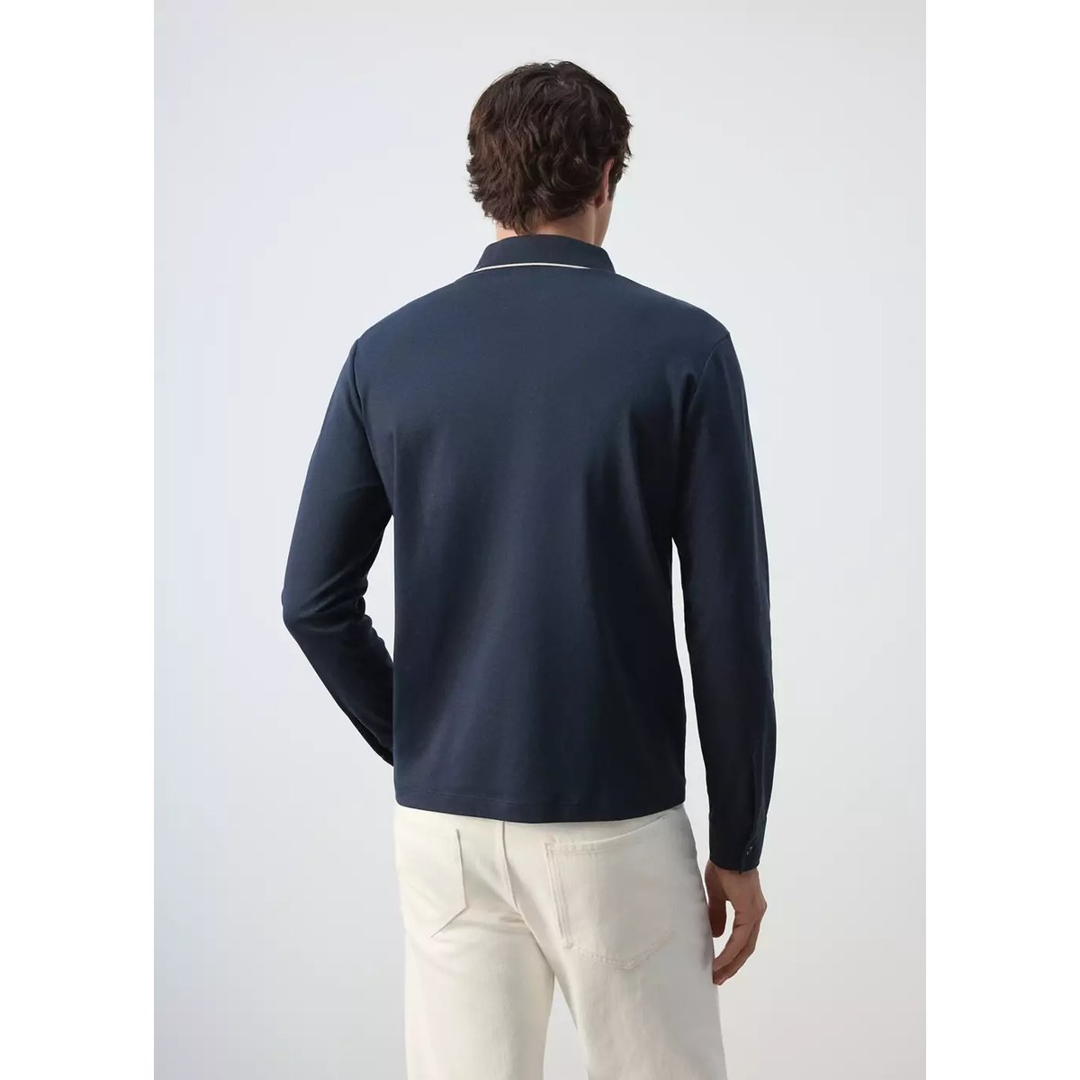 Pull polo 100 % coton détail contrasté bleu marine, MANGO MAN