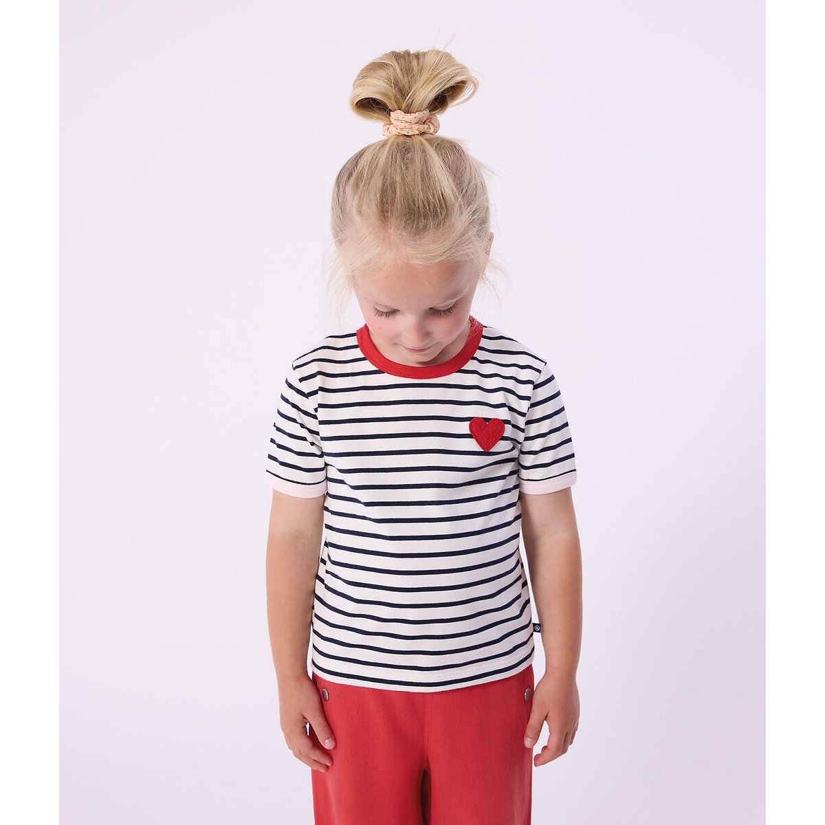 T-shirt manches courtes, en coton, à rayures rayé bleu, PETIT BATEAU