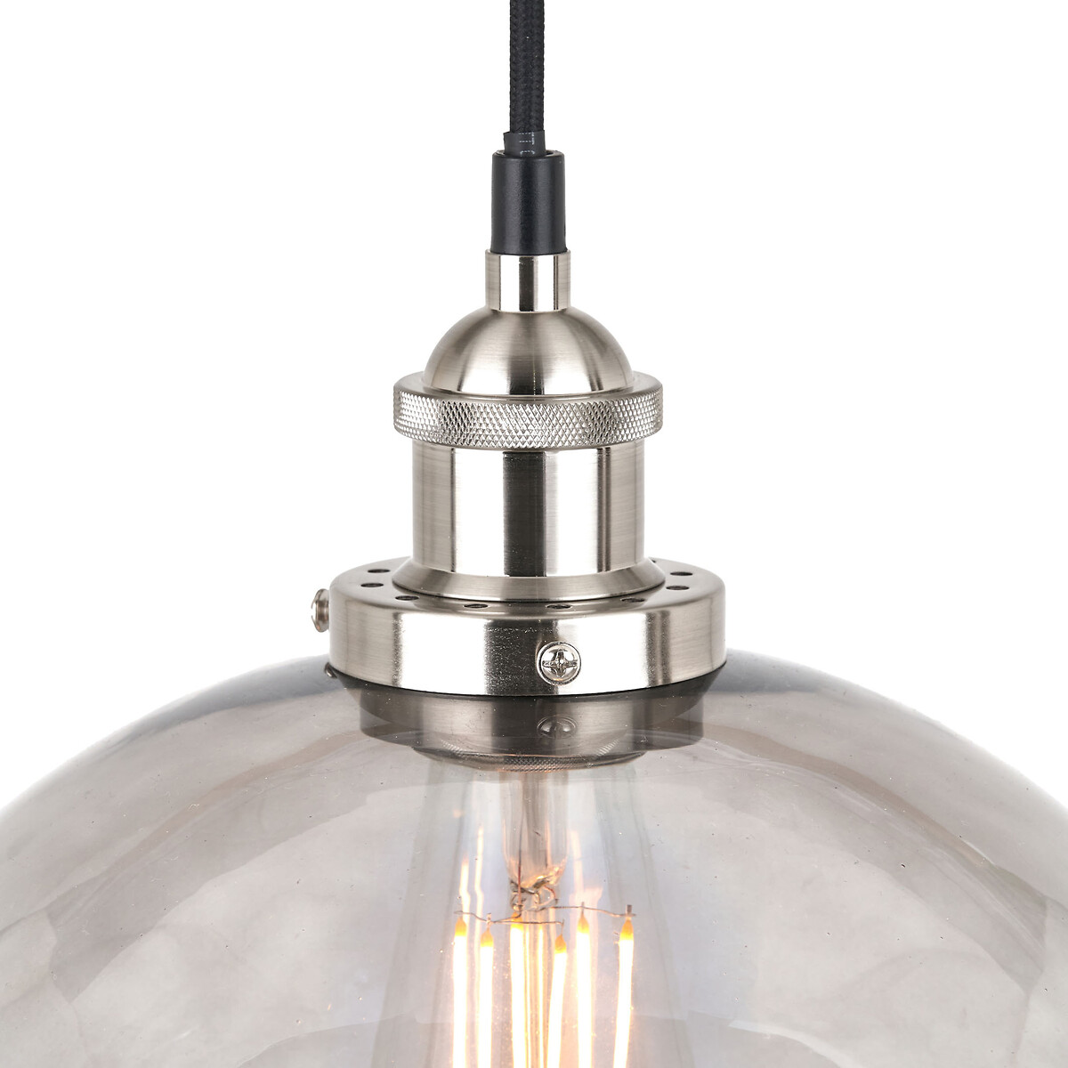 Clementine Glass Dome Pendant in Silver smoky glass, SO'HOME